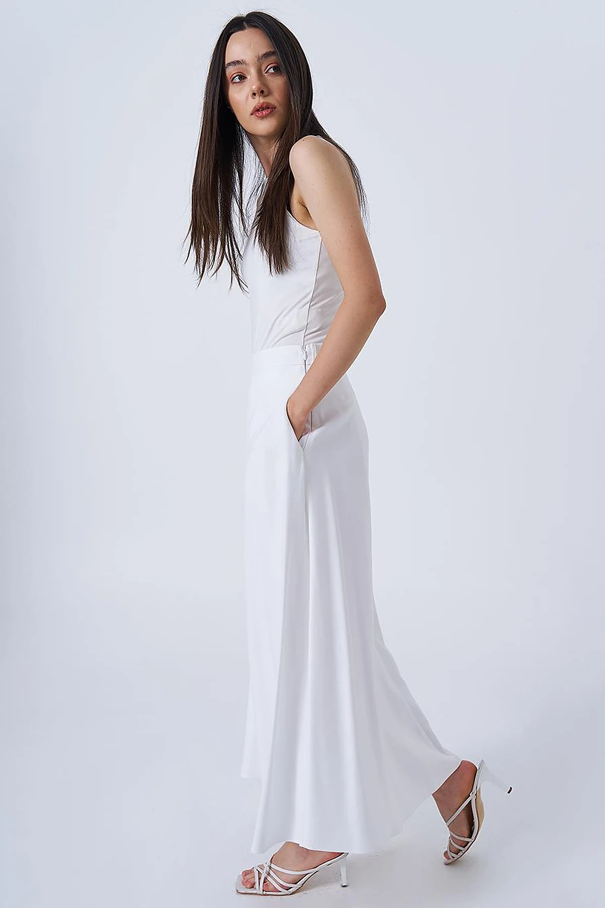 High-Waisted Flared Skirt Ecru