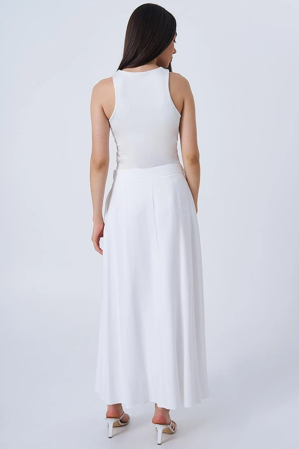 High-Waisted Flared Skirt Ecru