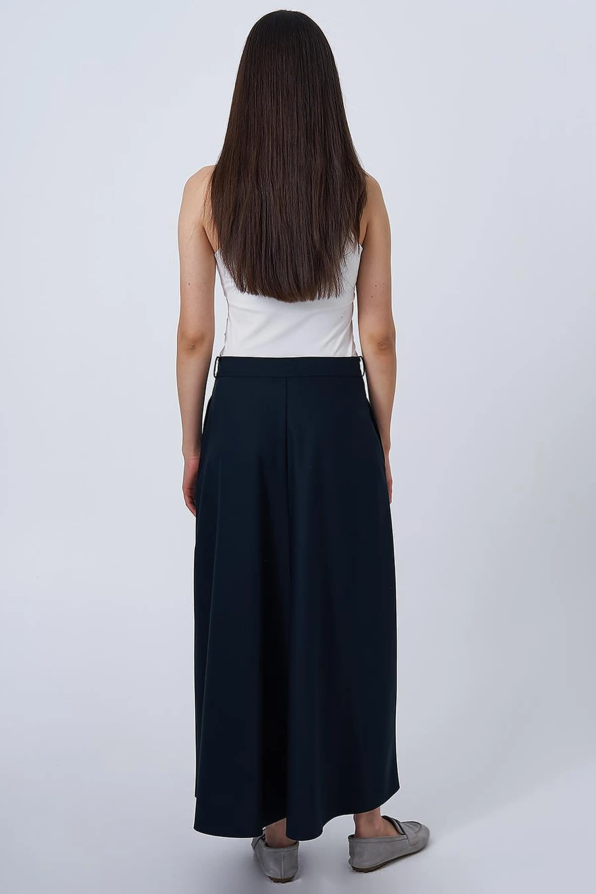 High-Waisted Flared Skirt Navy