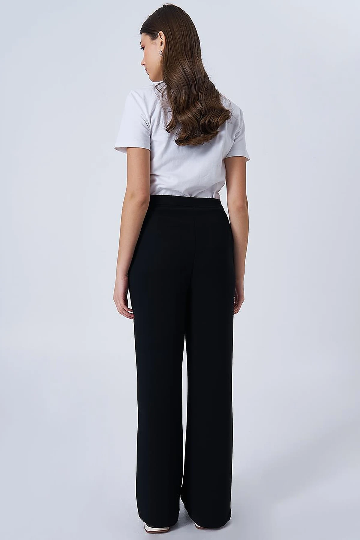 High-Waisted Crepe Pants Black