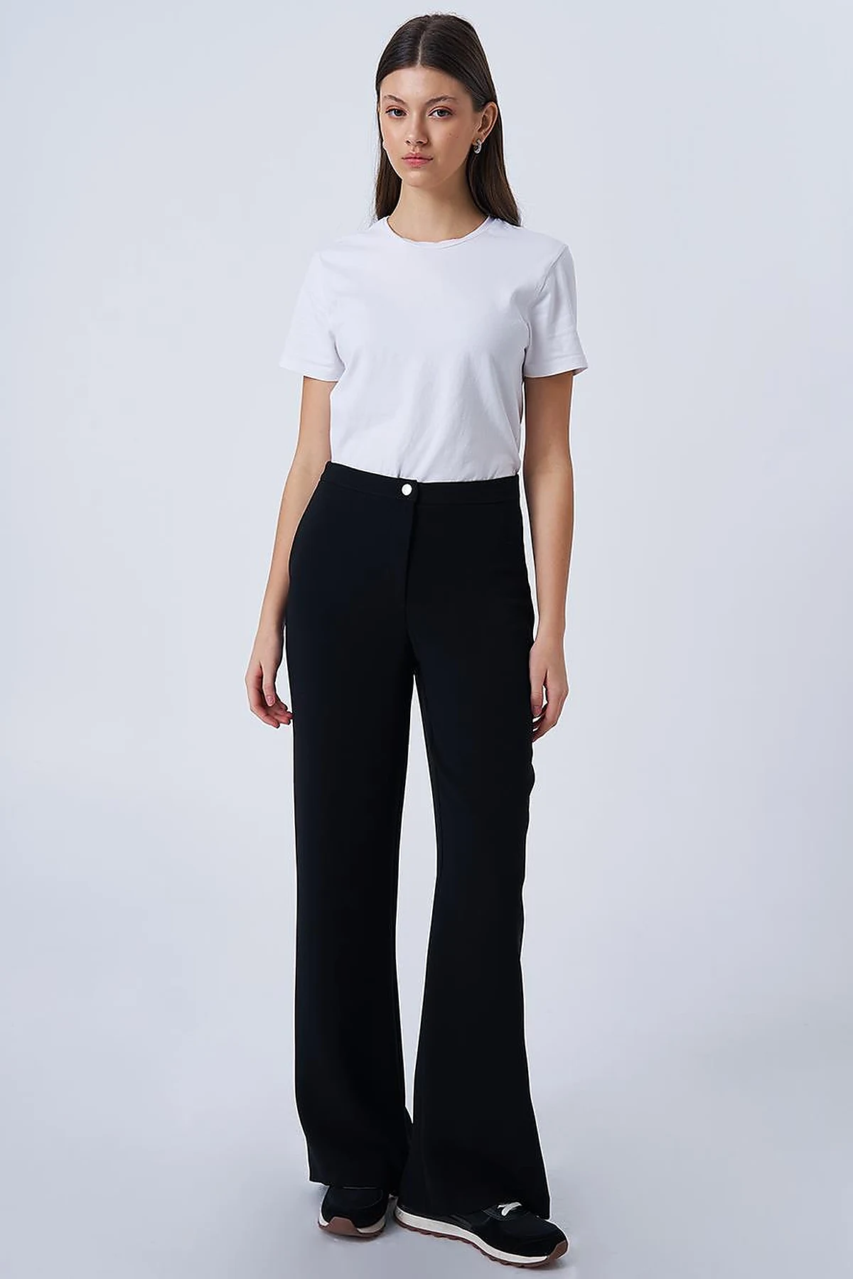 High-Waisted Crepe Pants Black