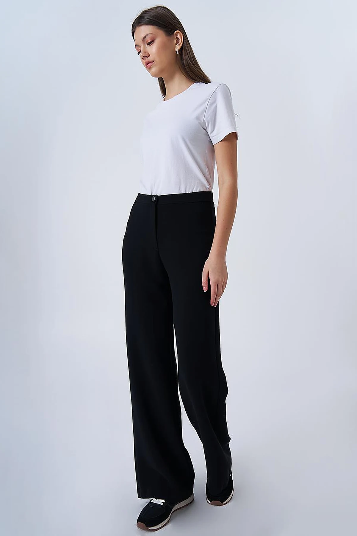 High-Waisted Crepe Pants Black