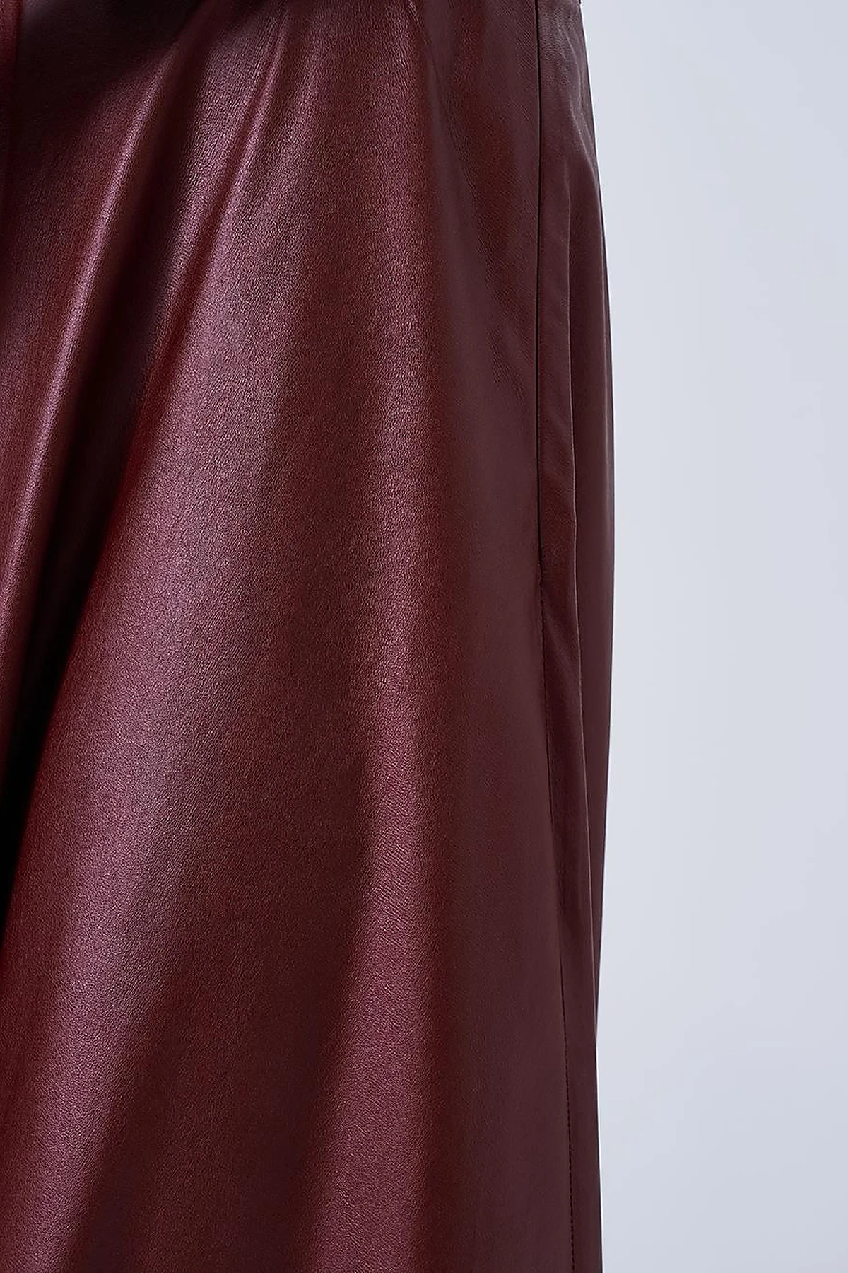 Shiny Flared Skirt Burgundy