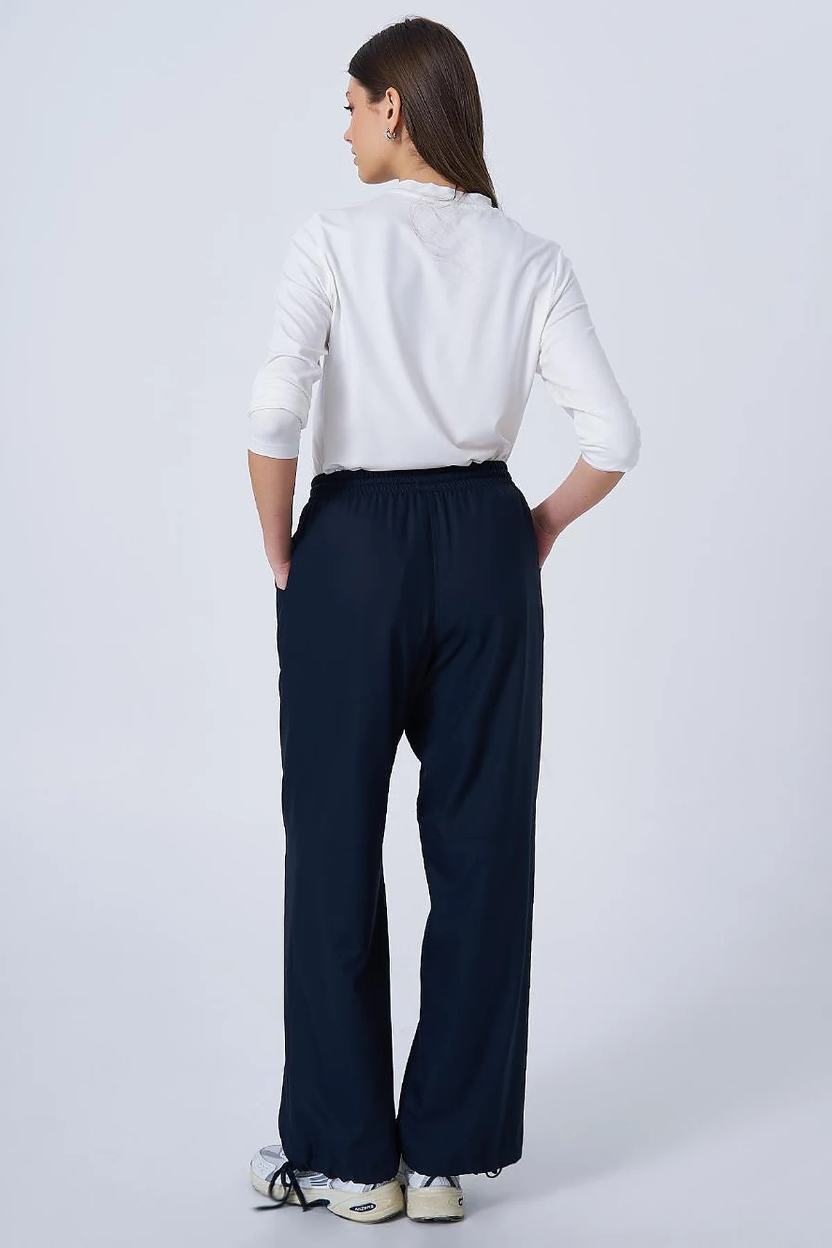 Drawstring Hem Relaxed Fit Pants Dark Navy