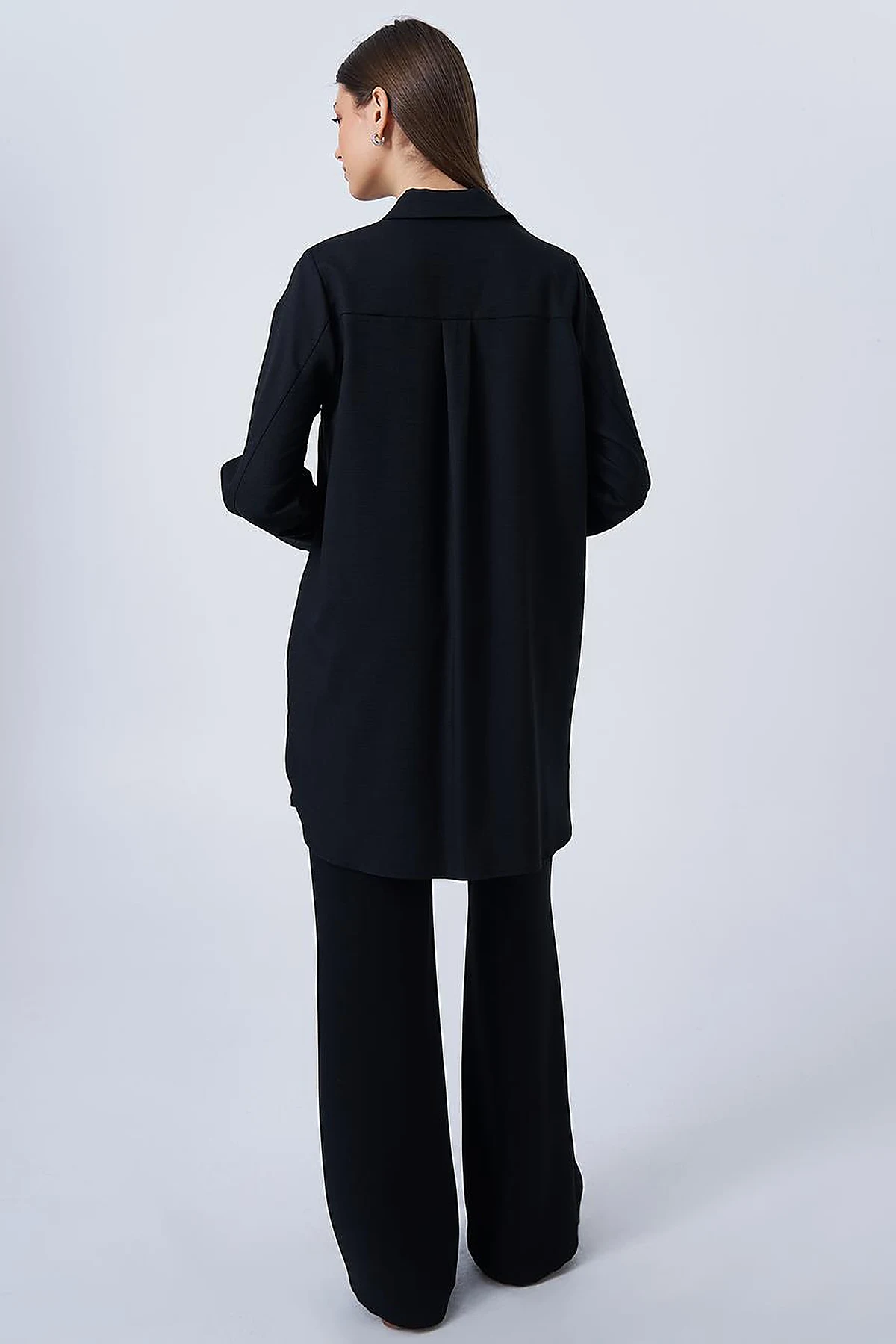 Shirt Collar Basic Tunic Black