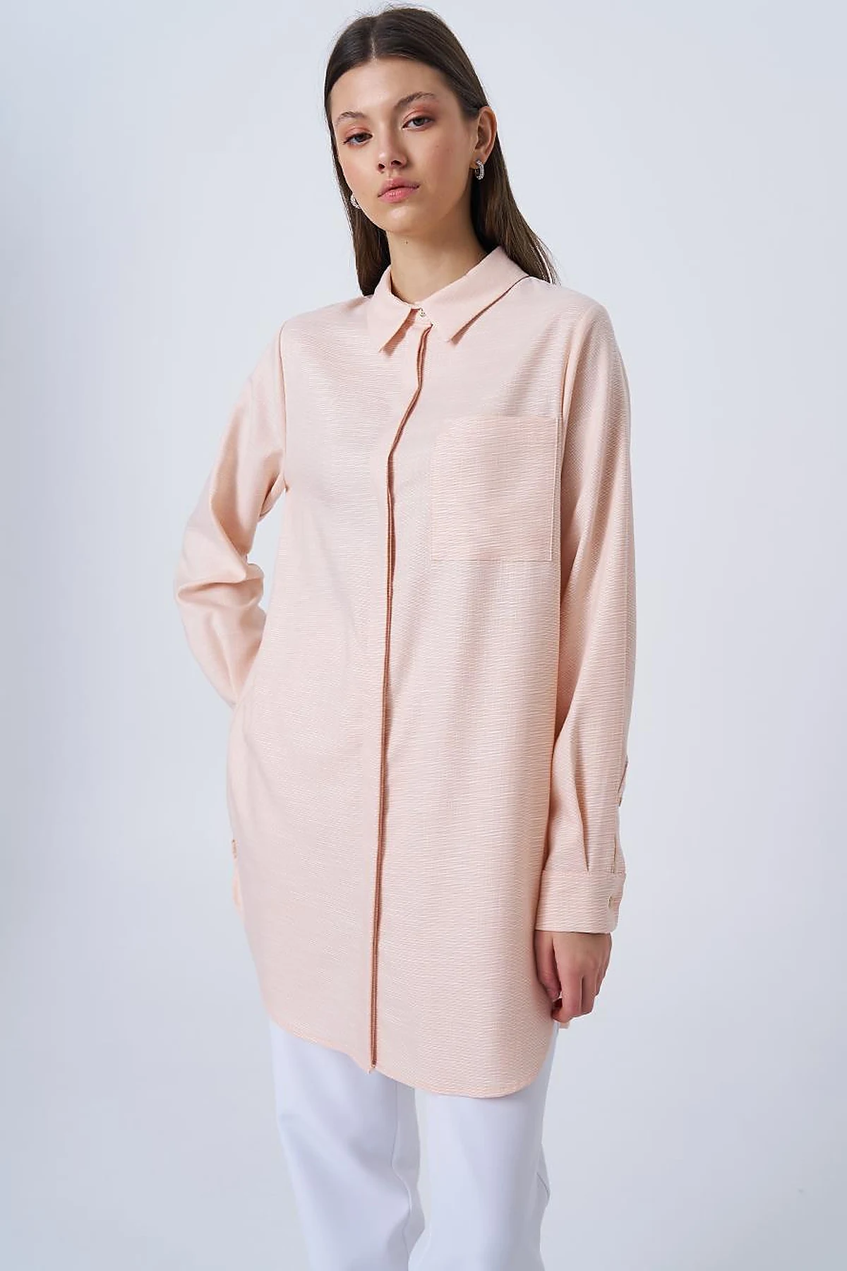 Shirt Collar Basic Tunic Cream