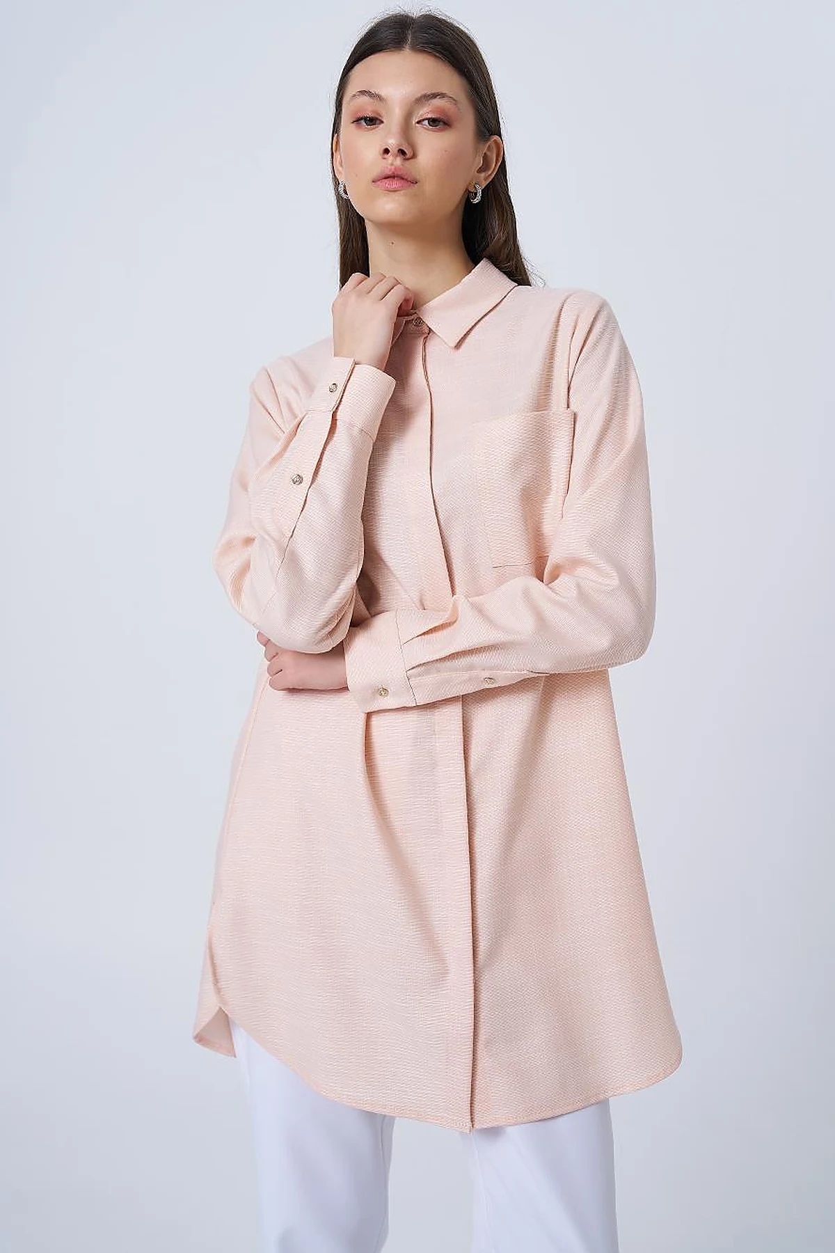 Shirt Collar Basic Tunic Cream