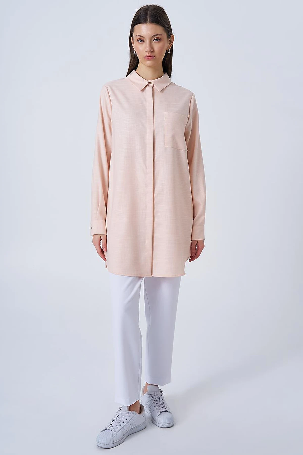 Shirt Collar Basic Tunic Cream