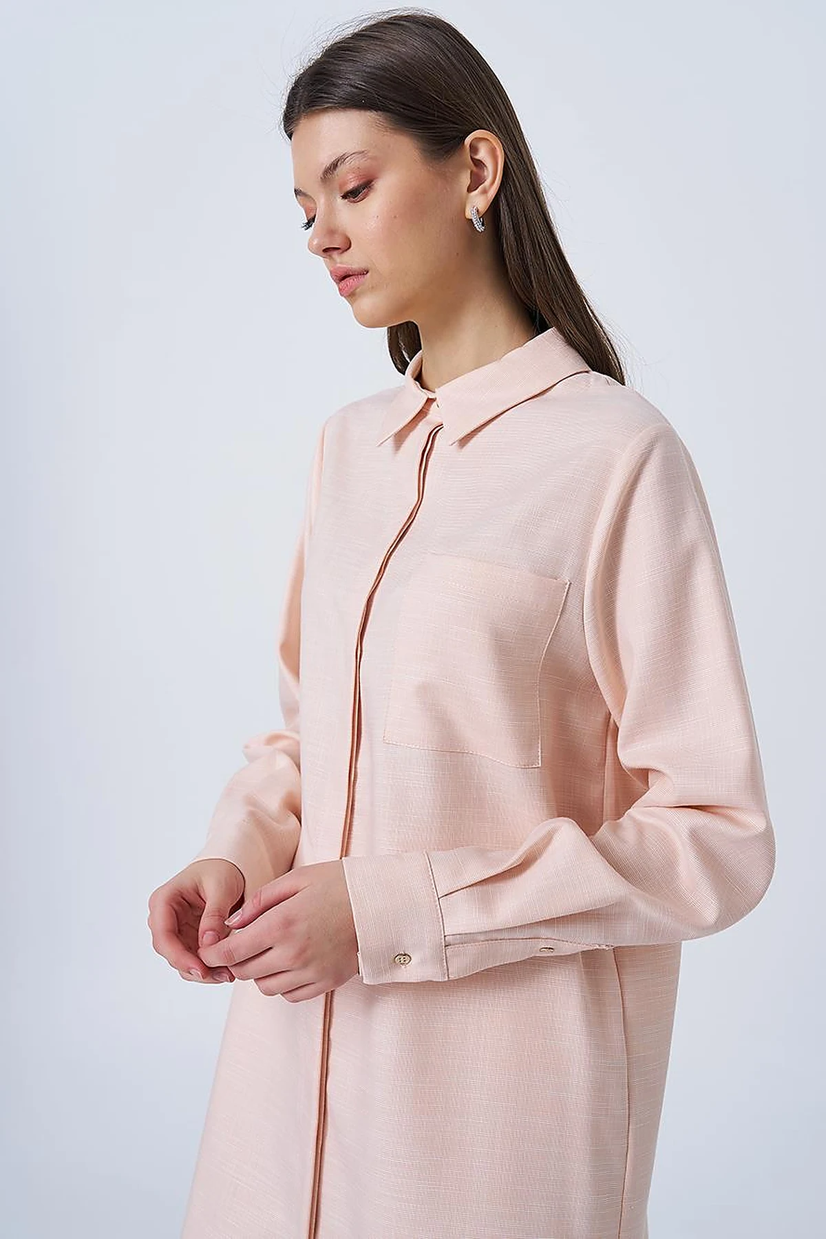 Shirt Collar Basic Tunic Cream