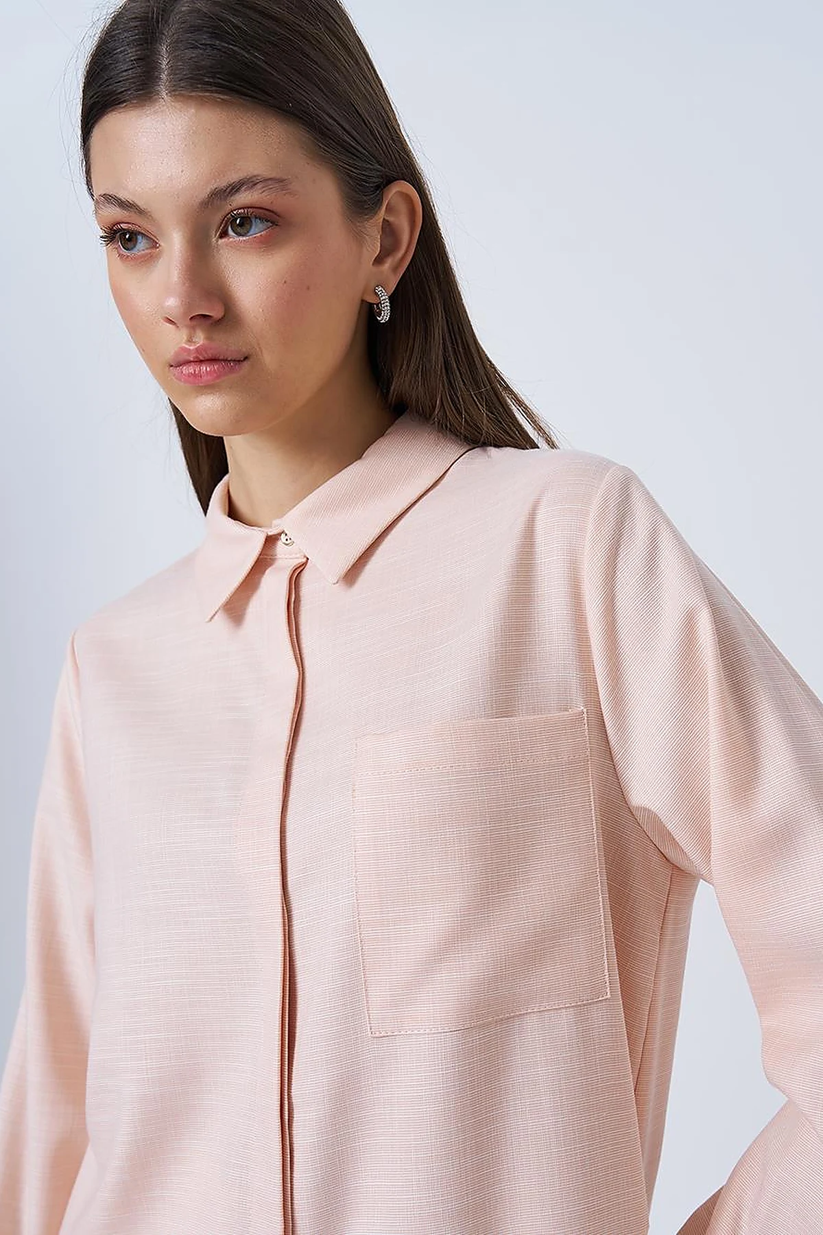 Shirt Collar Basic Tunic Cream