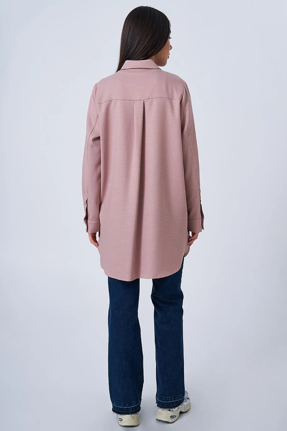 Shirt Collar Basic Tunic Powder Pink