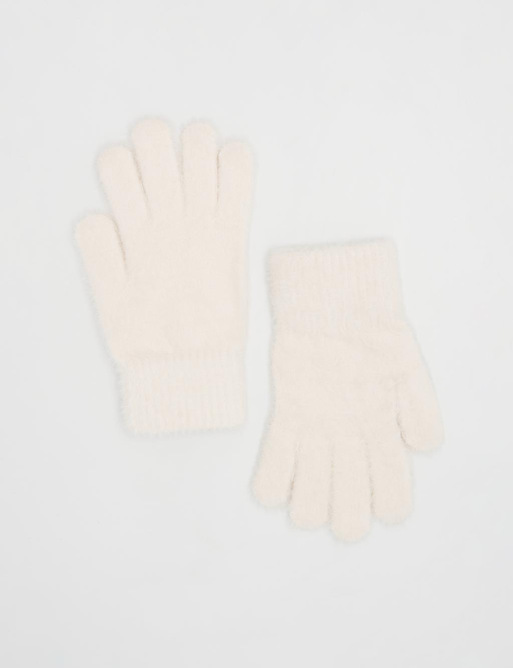 Plush Gloves Ecru