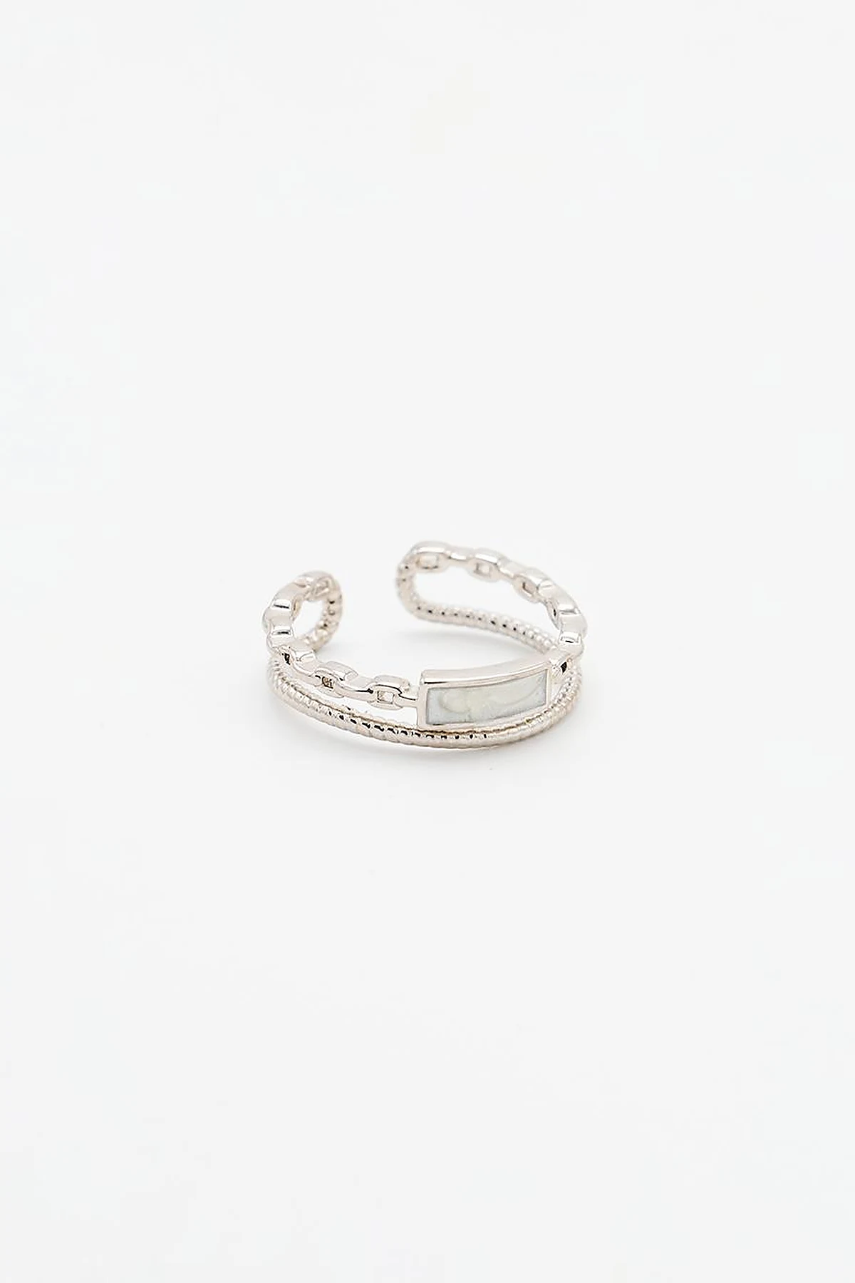 Natural Stone Detailed Ring Silver