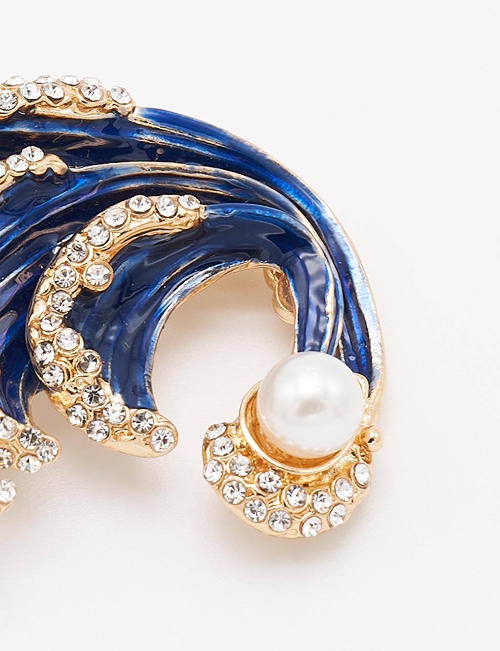 Water Wave Figurine Brooch Gold