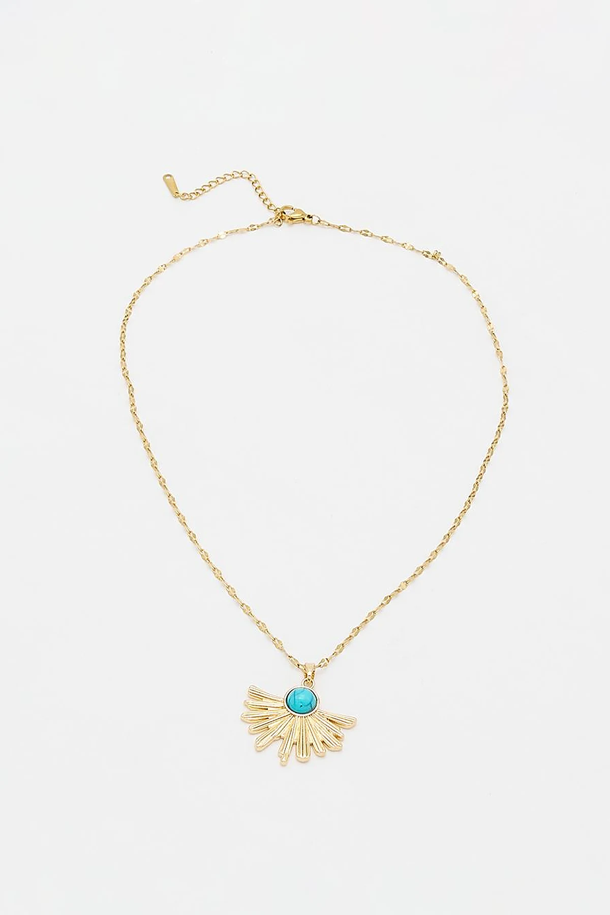 Steel Necklace with Blue Stones - Gold