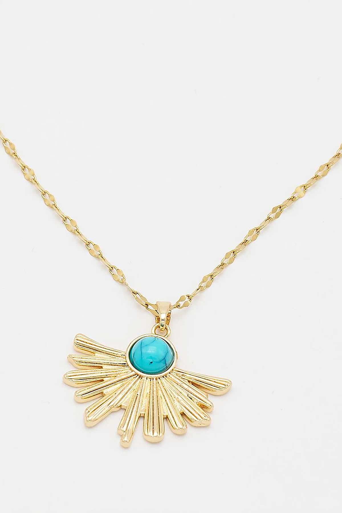 Steel Necklace with Blue Stones - Gold