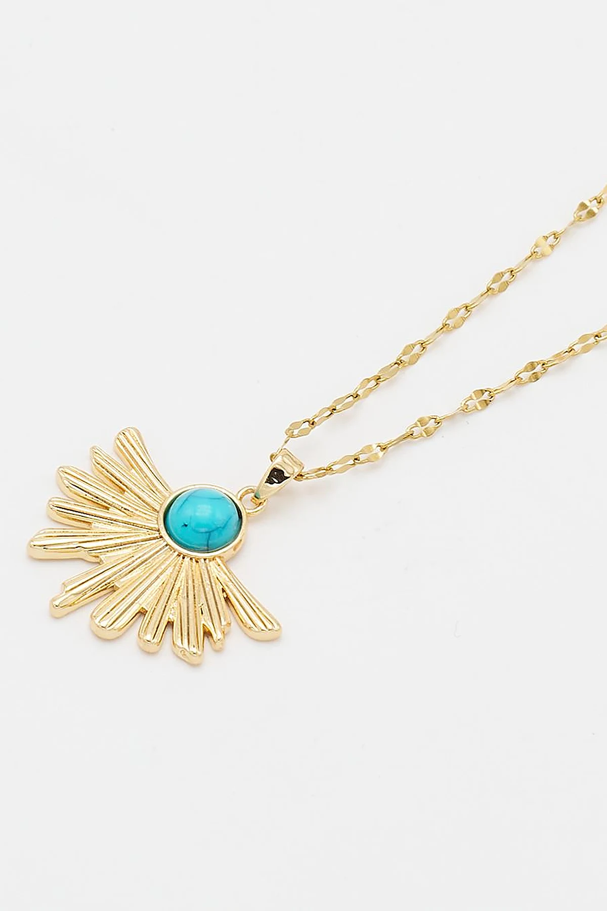 Steel Necklace with Blue Stones - Gold