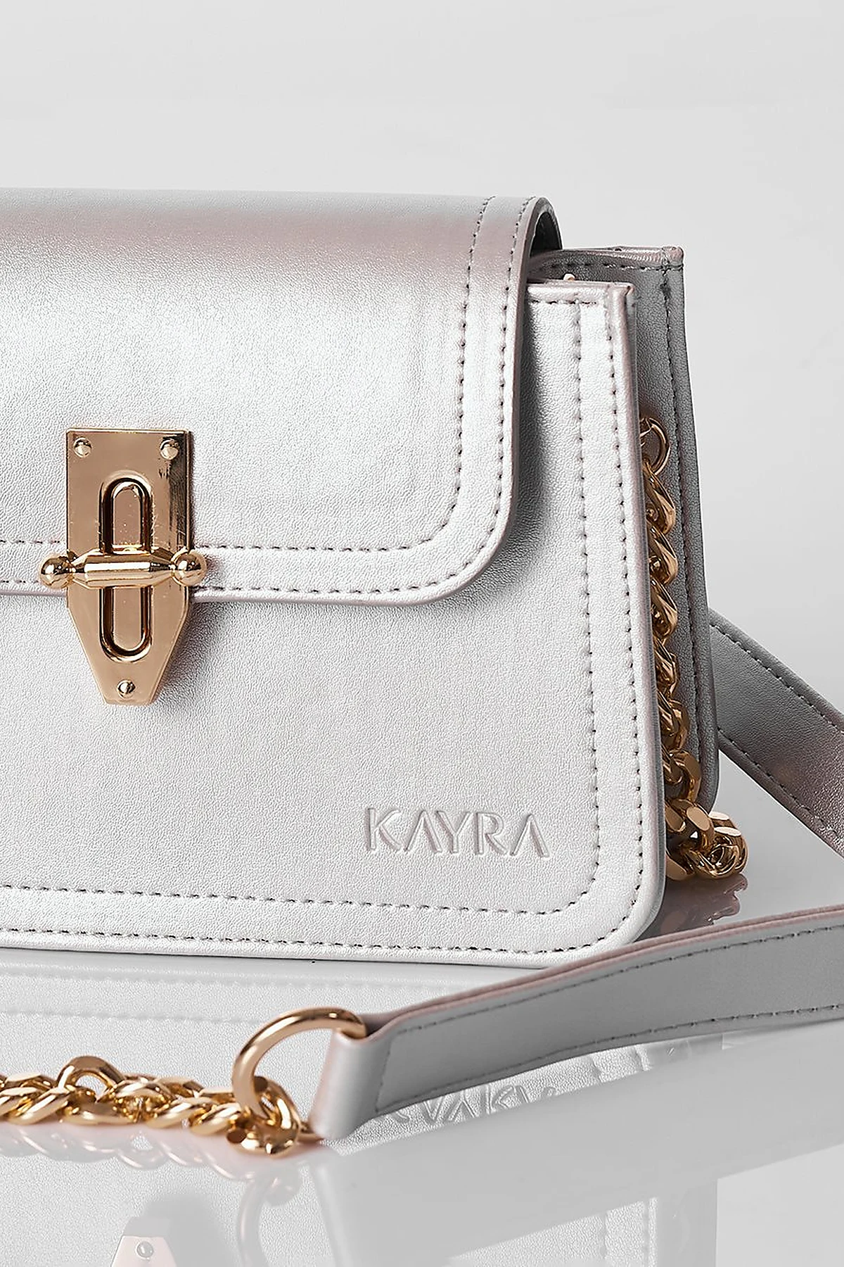 Metal Accessory Shoulder Bag Silver