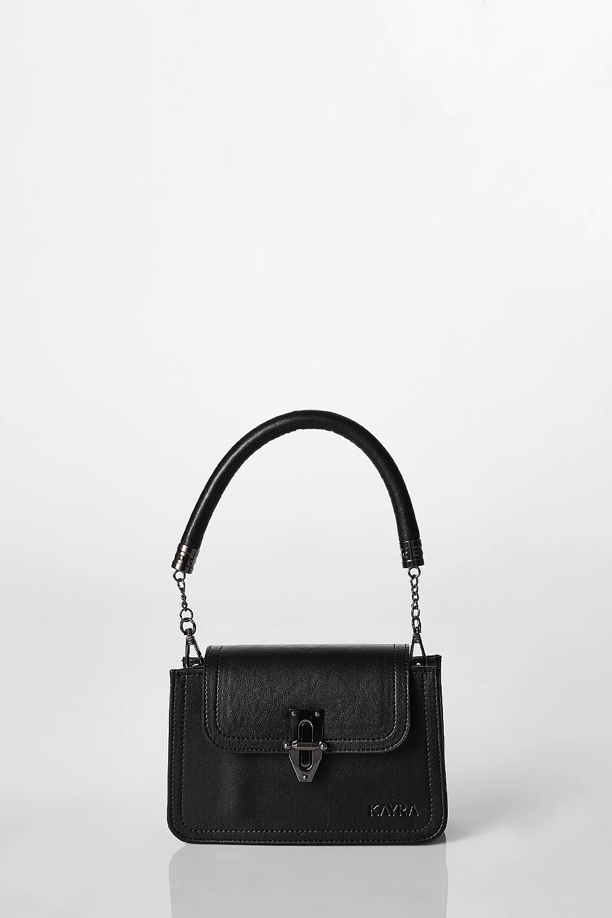 Metal Accessory Shoulder Bag Black