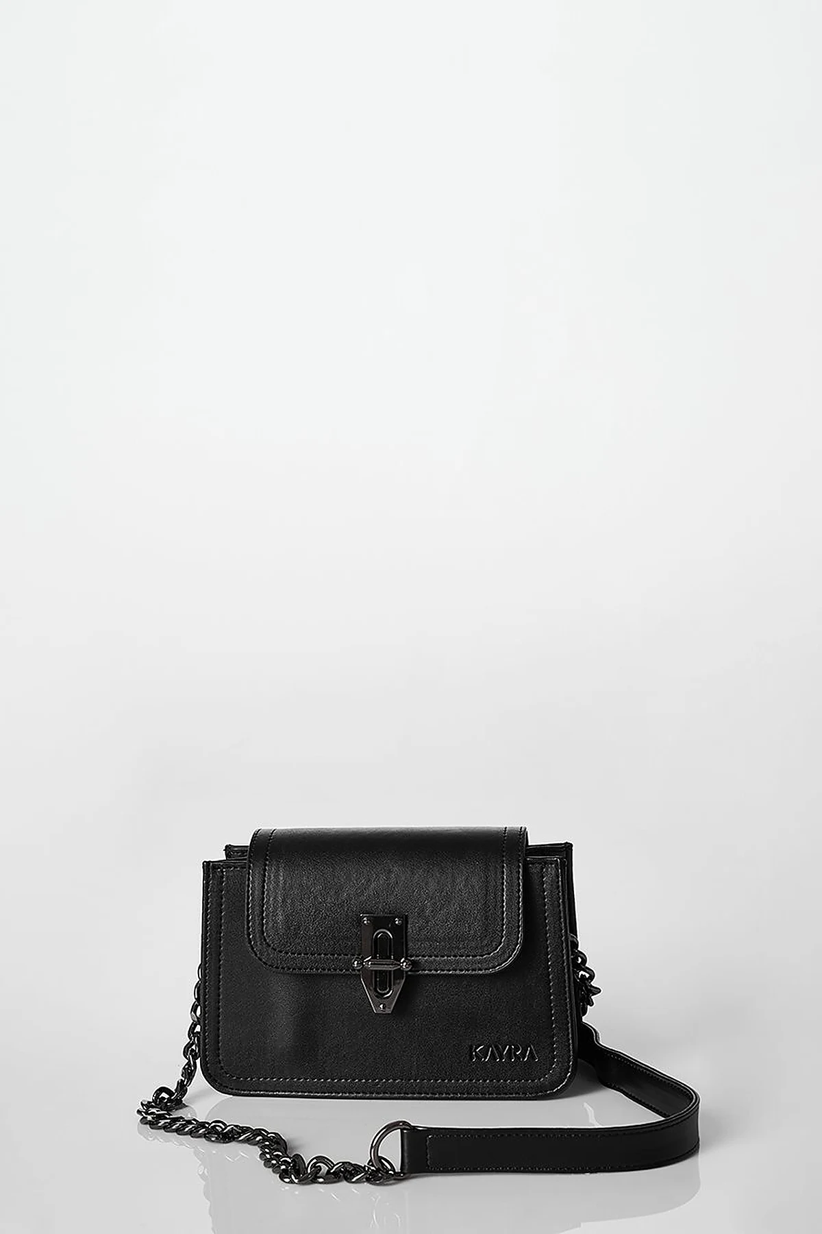 Metal Accessory Shoulder Bag Black