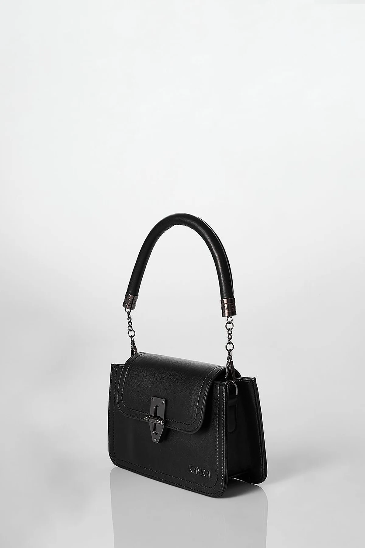 Metal Accessory Shoulder Bag Black