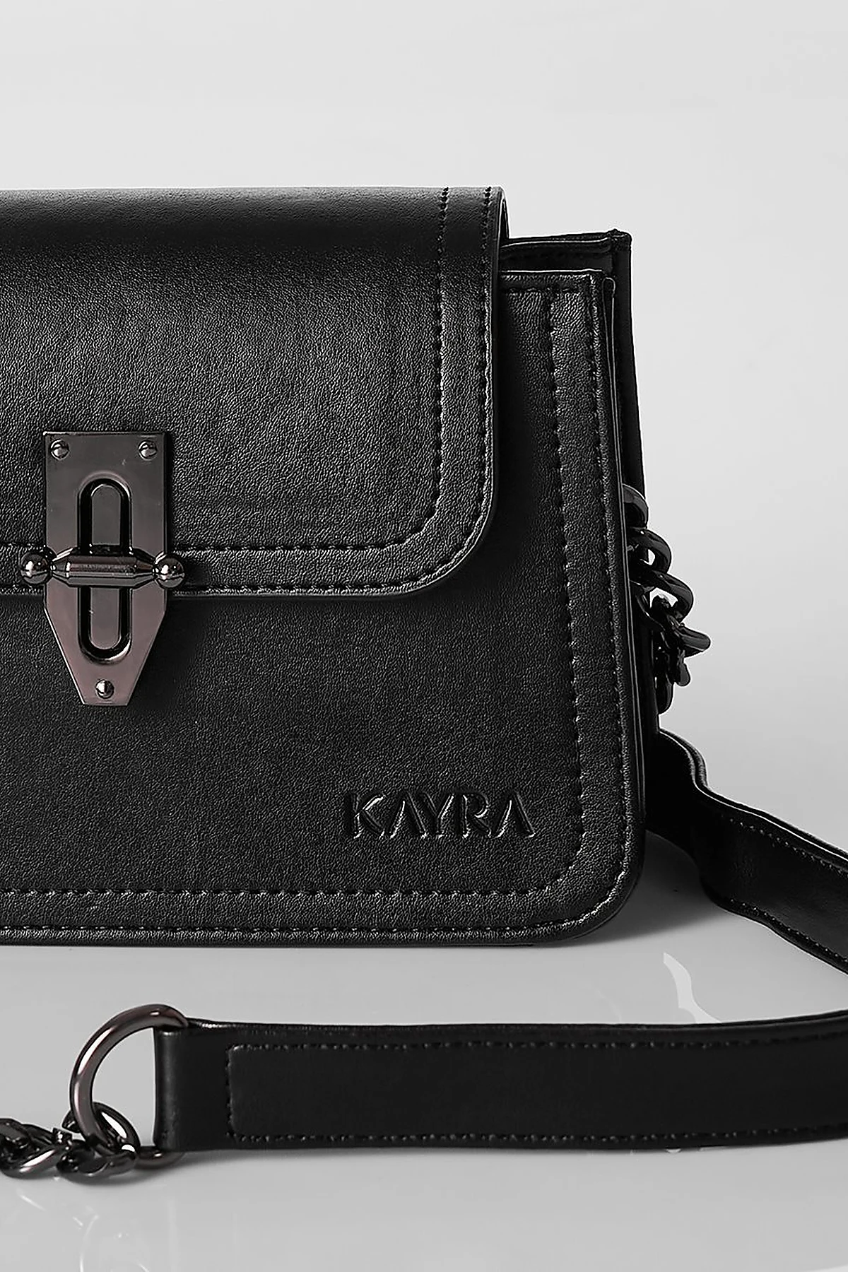 Metal Accessory Shoulder Bag Black