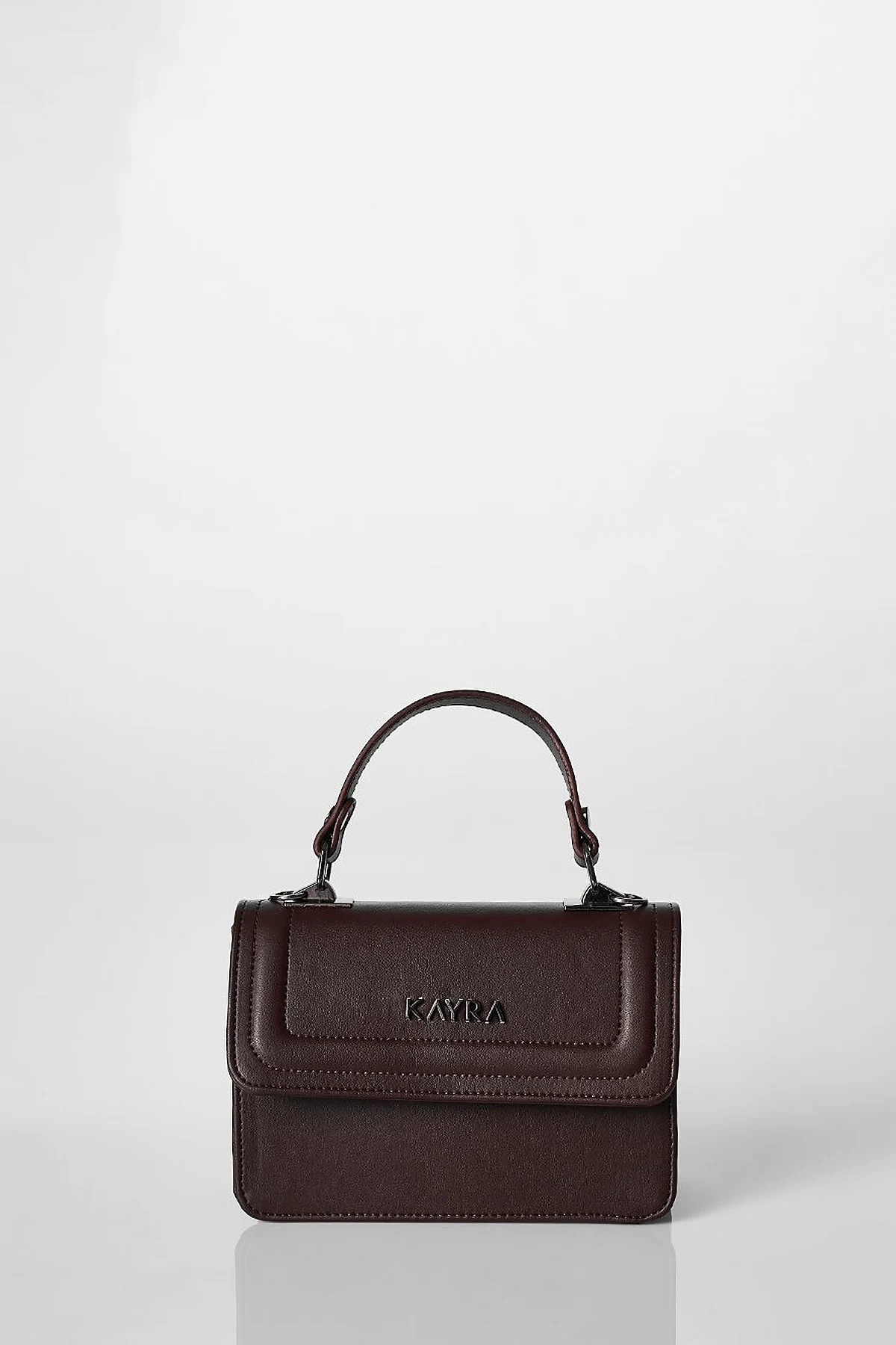 Mini Faux Leather Handbag Brown