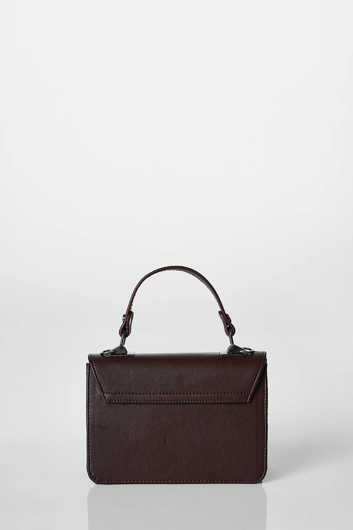Mini Faux Leather Handbag Brown
