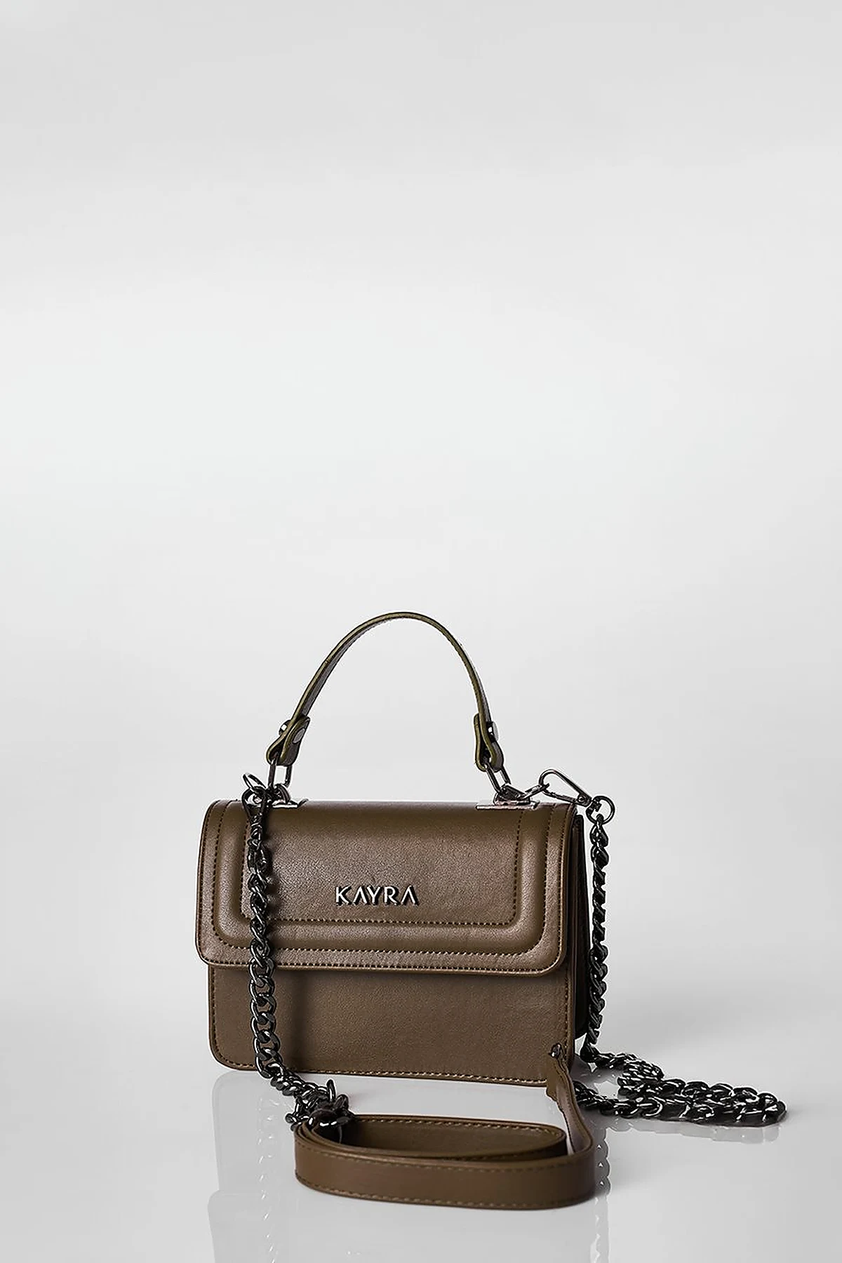 Mini Faux Leather Handbag Khaki