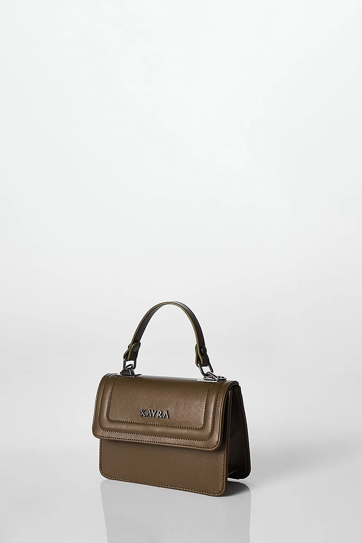 Mini Faux Leather Handbag Khaki