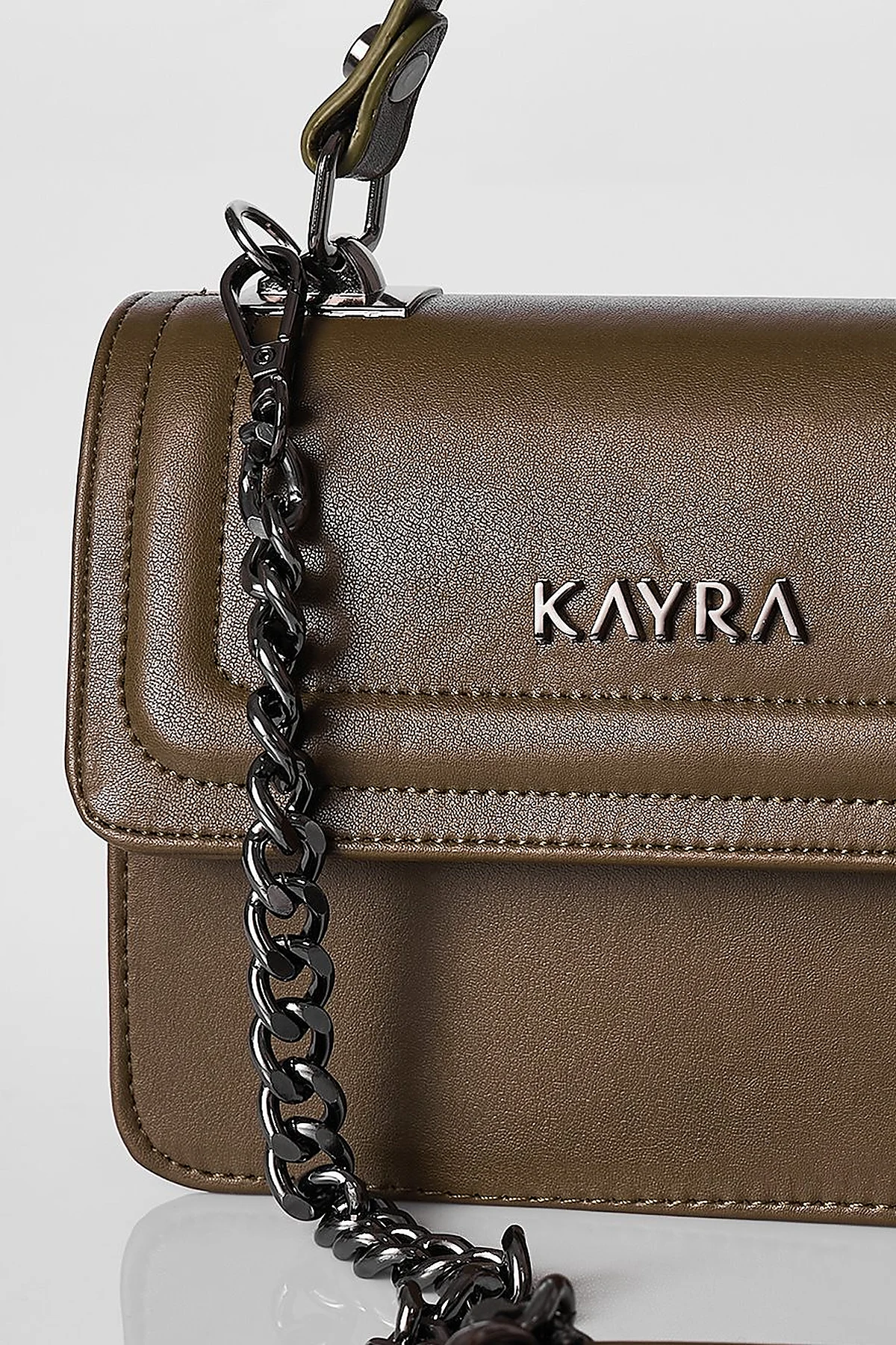 Mini Faux Leather Handbag Khaki