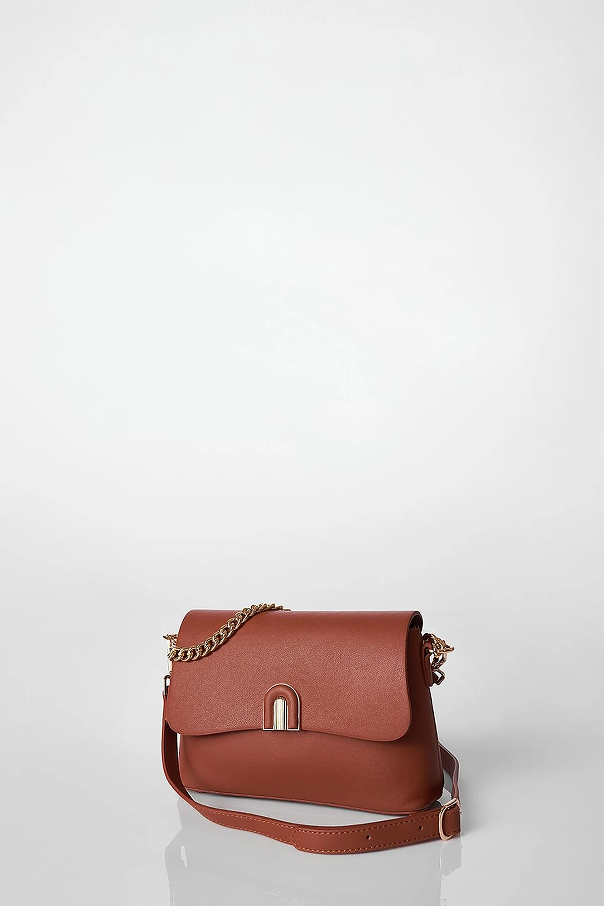 Flap Baguette Bag Tan