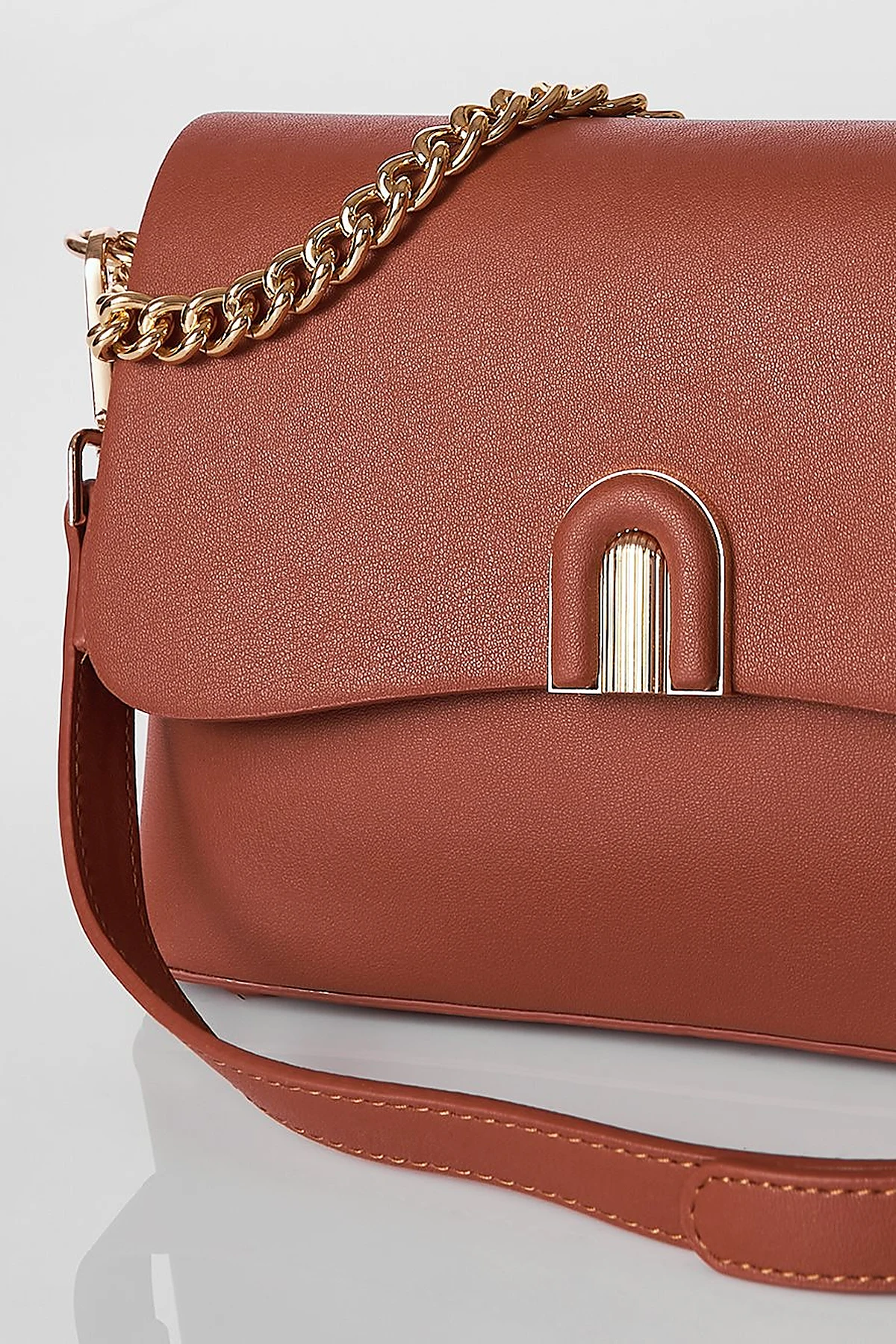 Flap Baguette Bag Tan