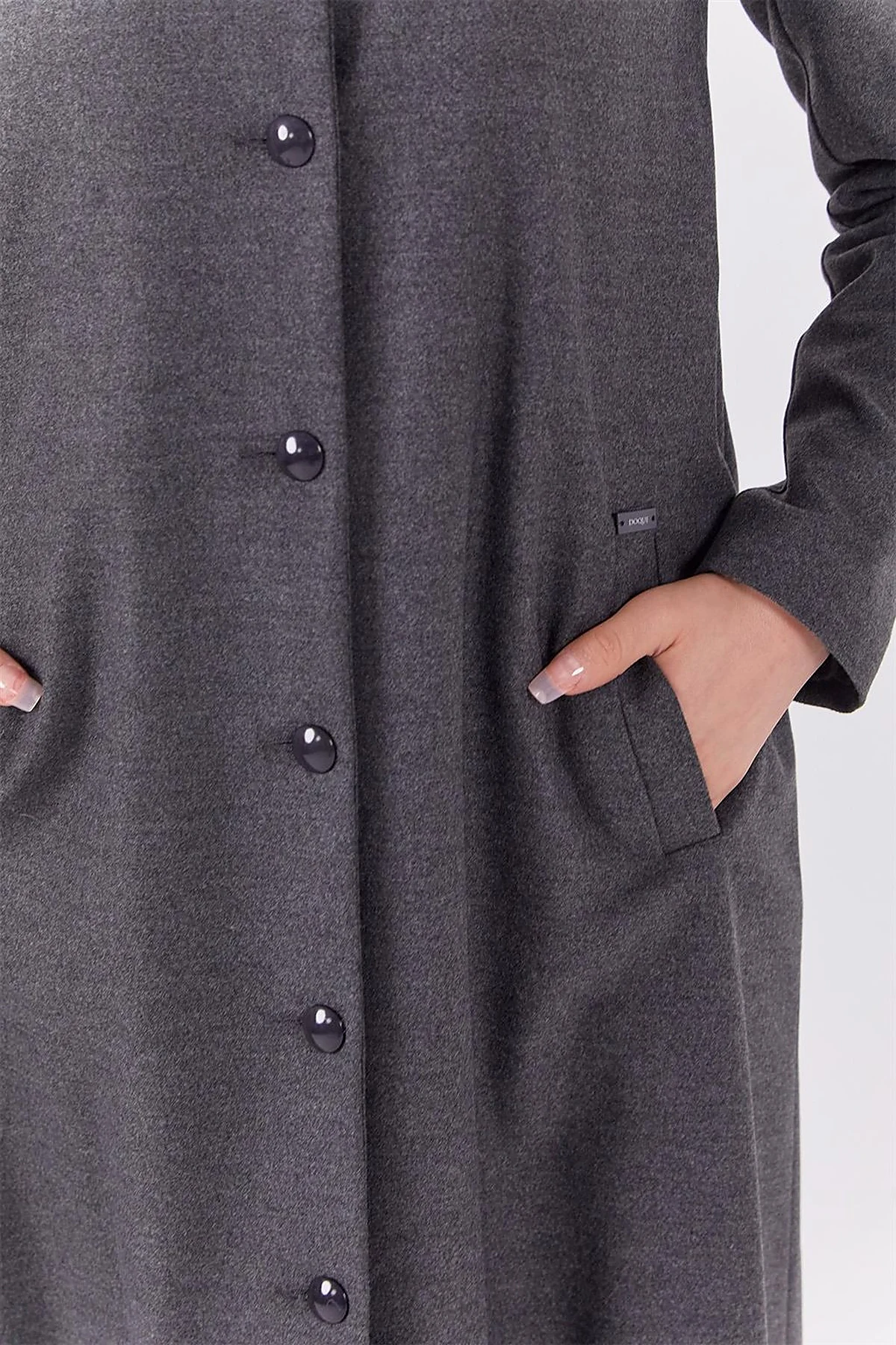 Shirt Collar Long Coat Gray