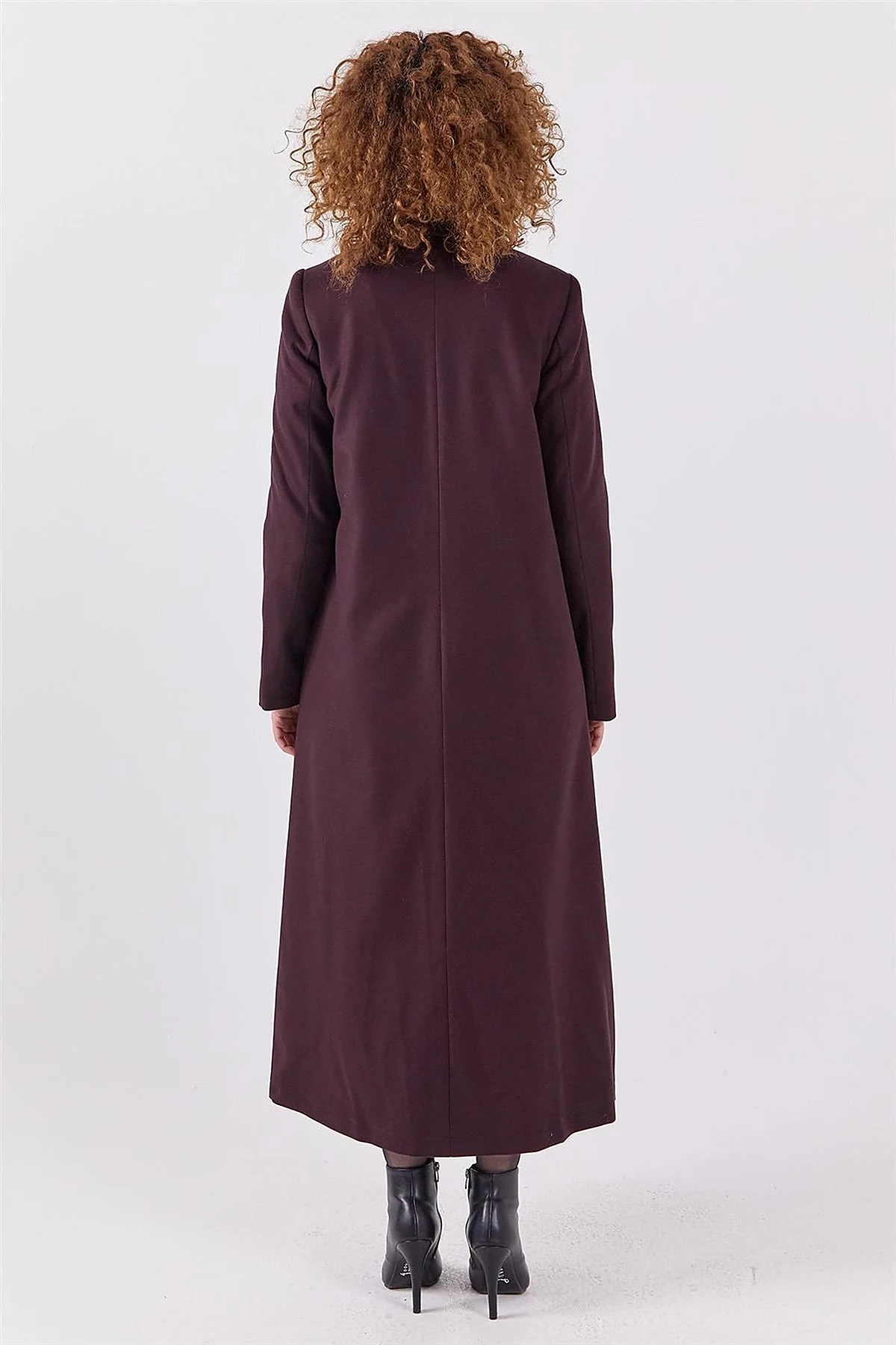 Shirt Collar Long Coat Burgundy