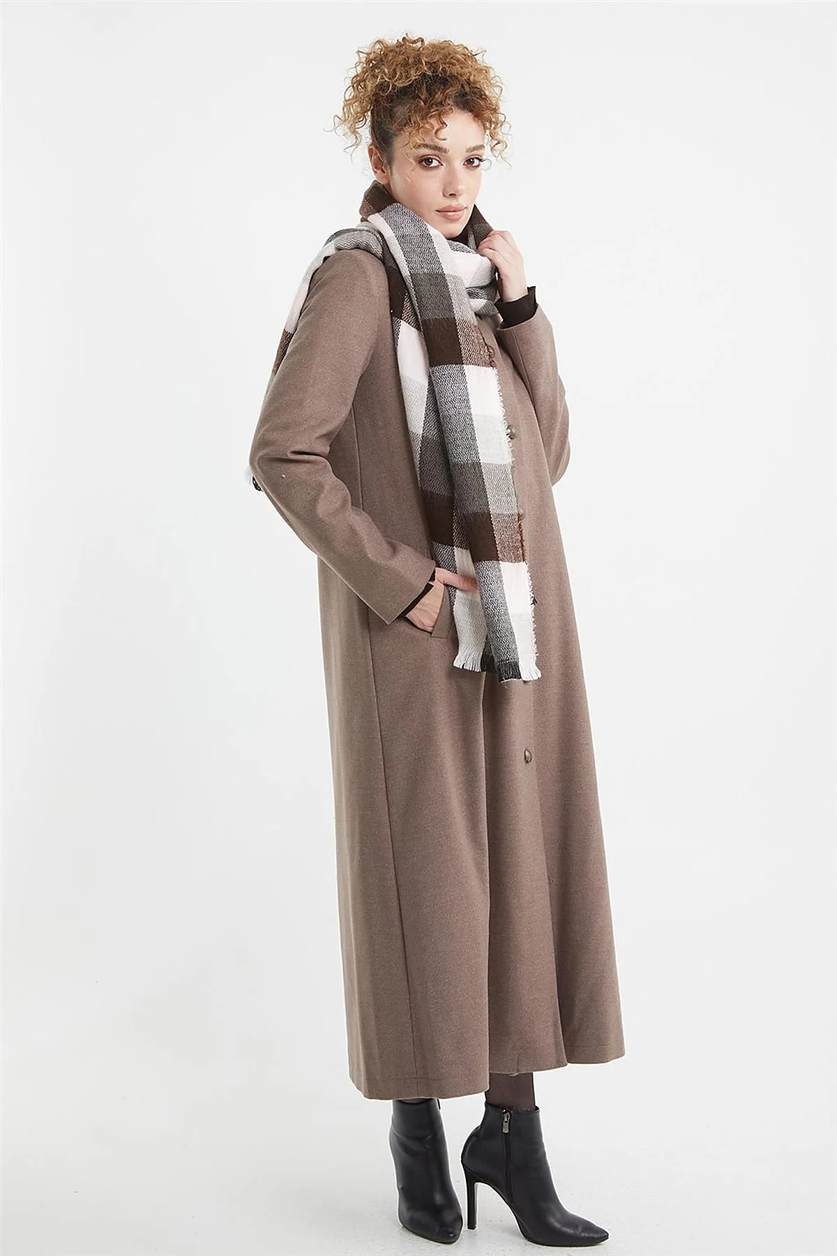 Shirt Collar Long Coat Mink