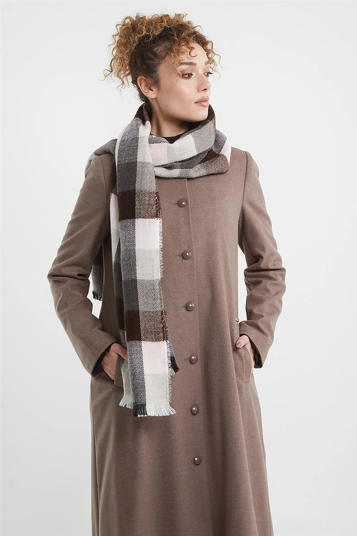 Shirt Collar Long Coat Mink