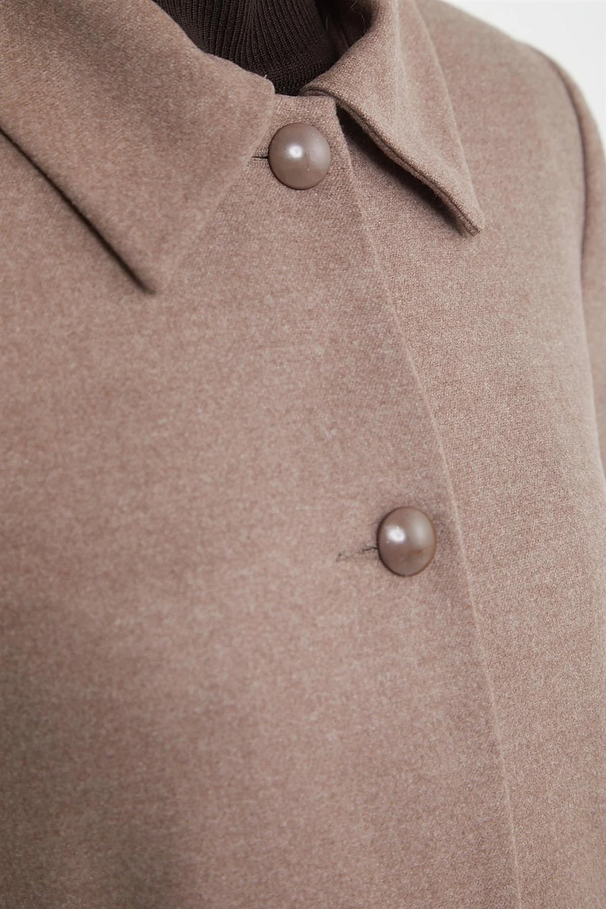 Shirt Collar Long Coat Mink
