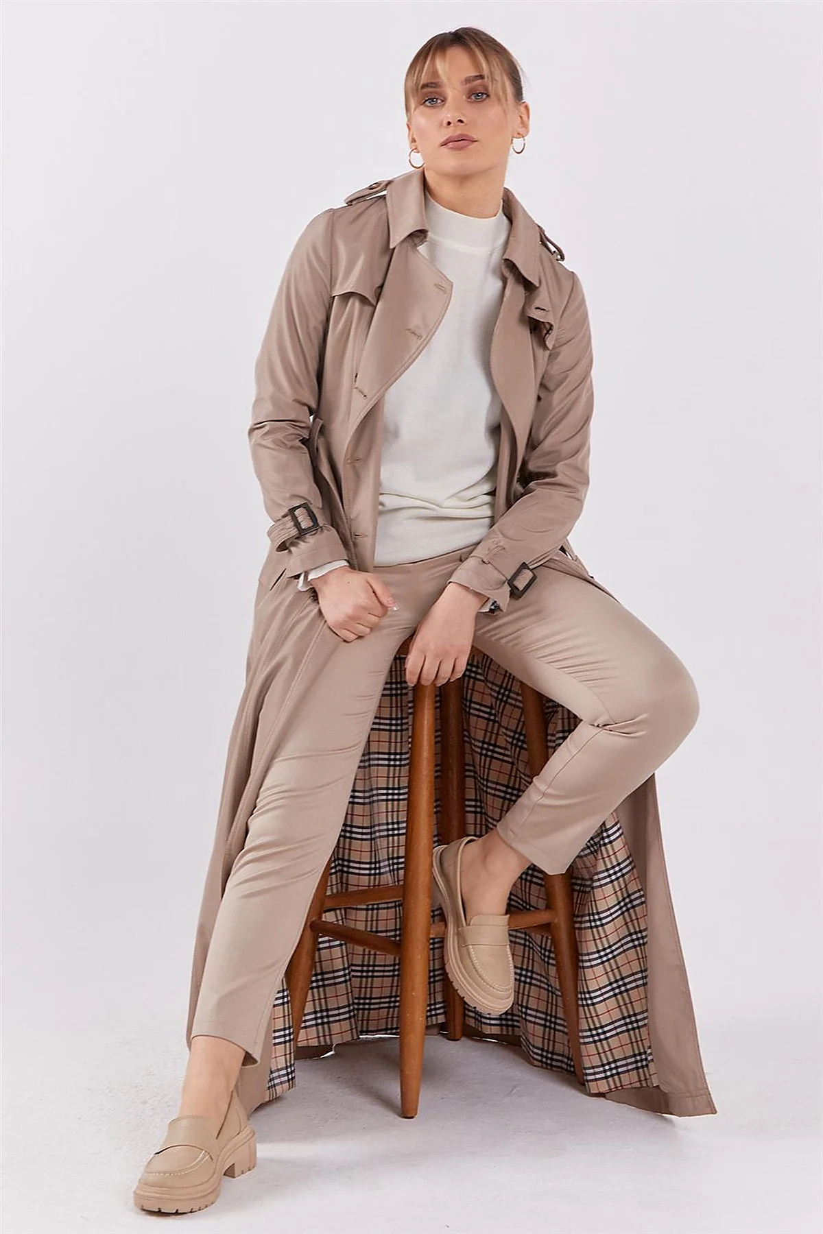 Epaulet Detailed Overcoat Stone 