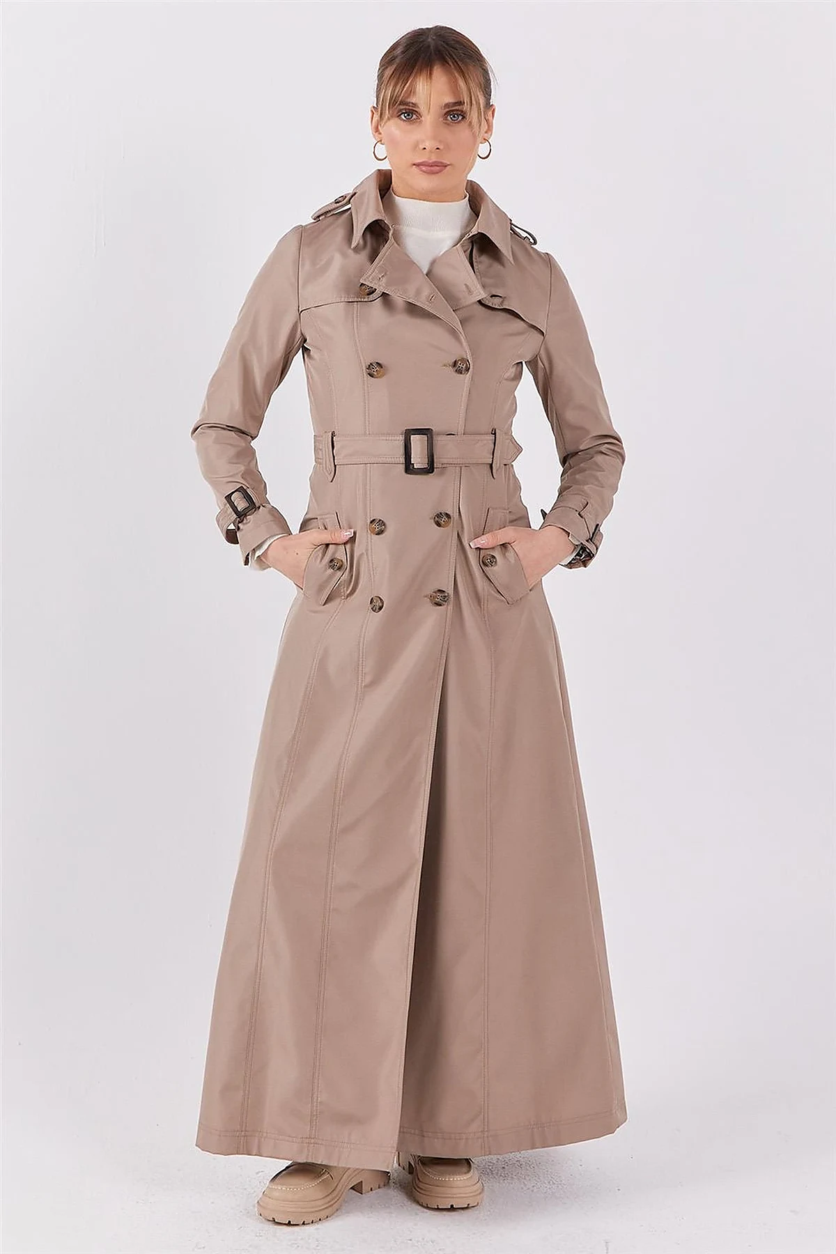 Epaulet Detailed Overcoat Stone 