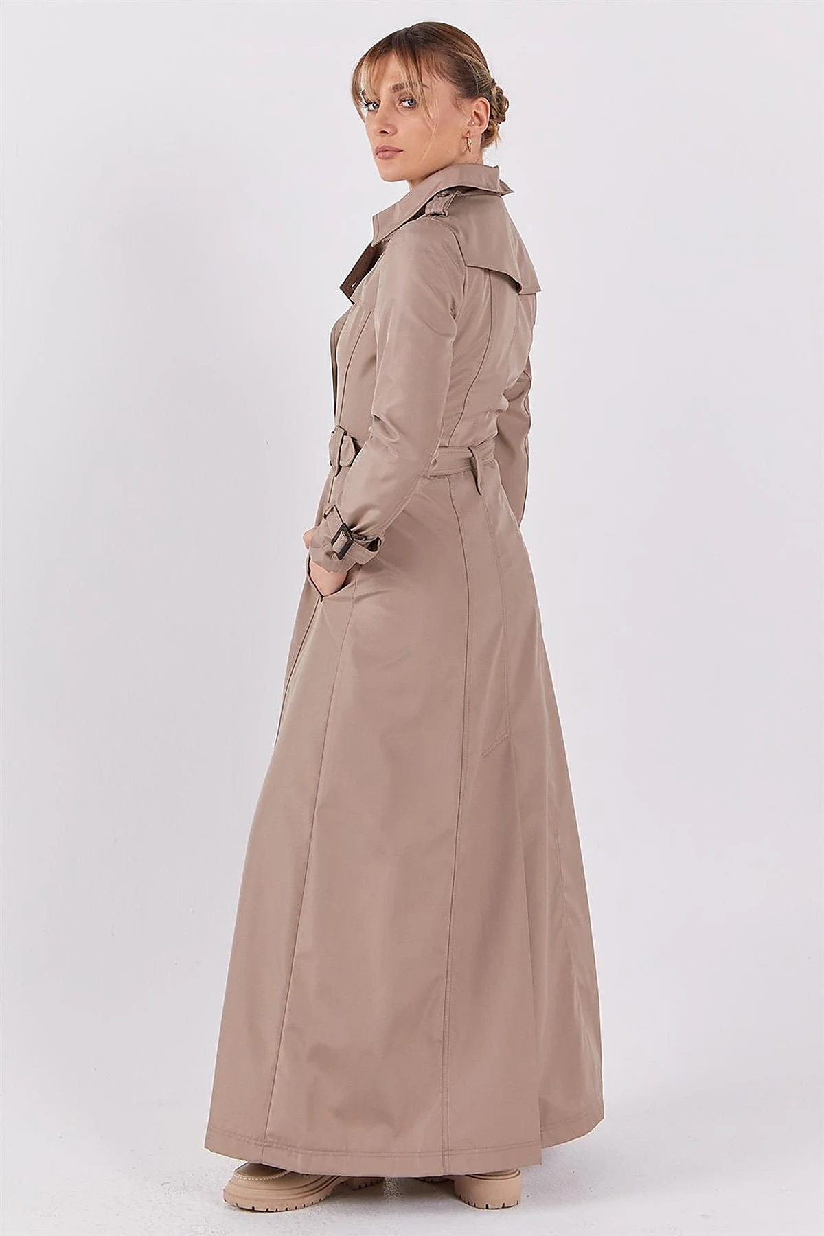 Epaulet Detailed Overcoat Stone 