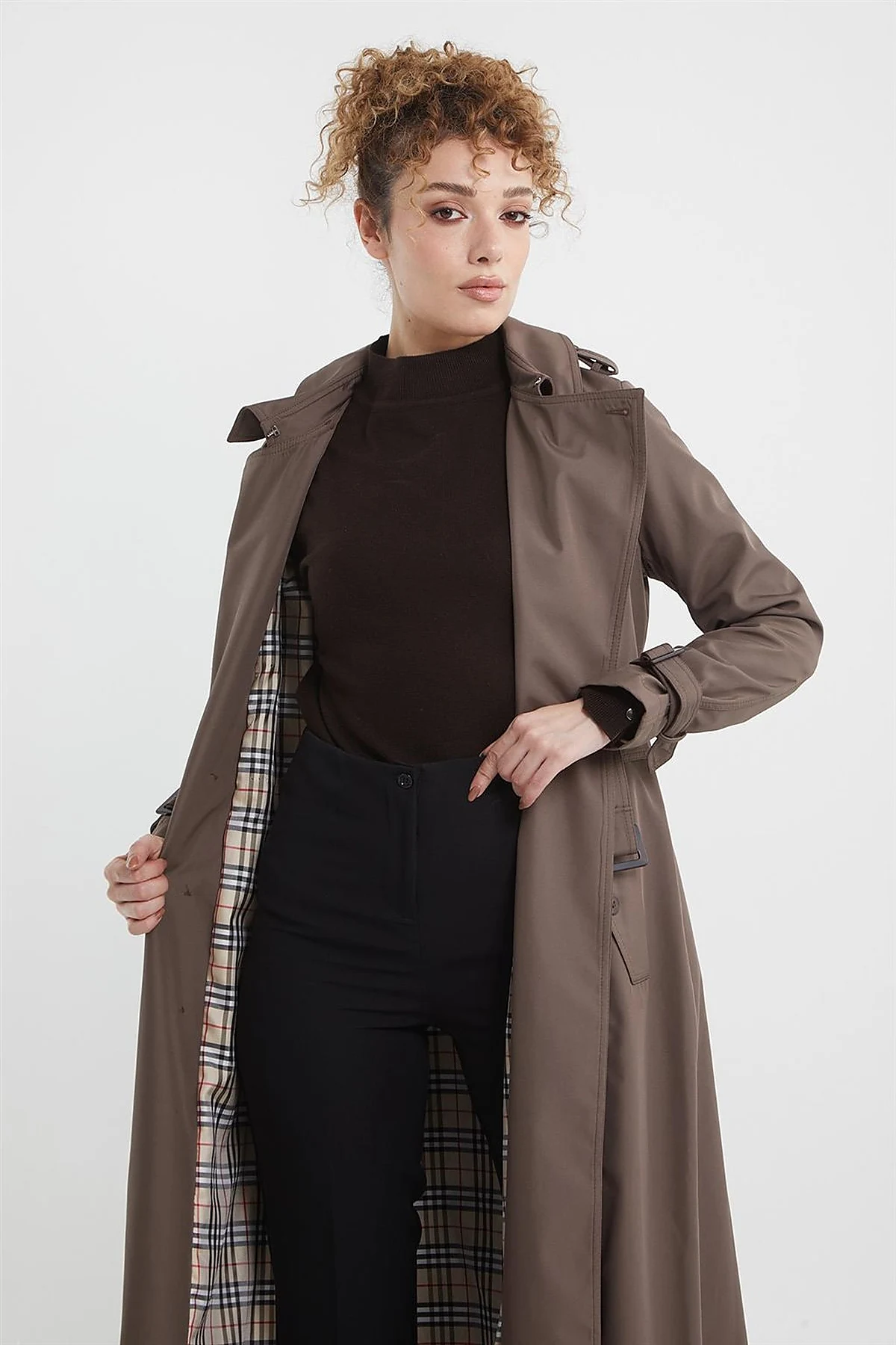 Epaulet Detailed Overcoat Mink