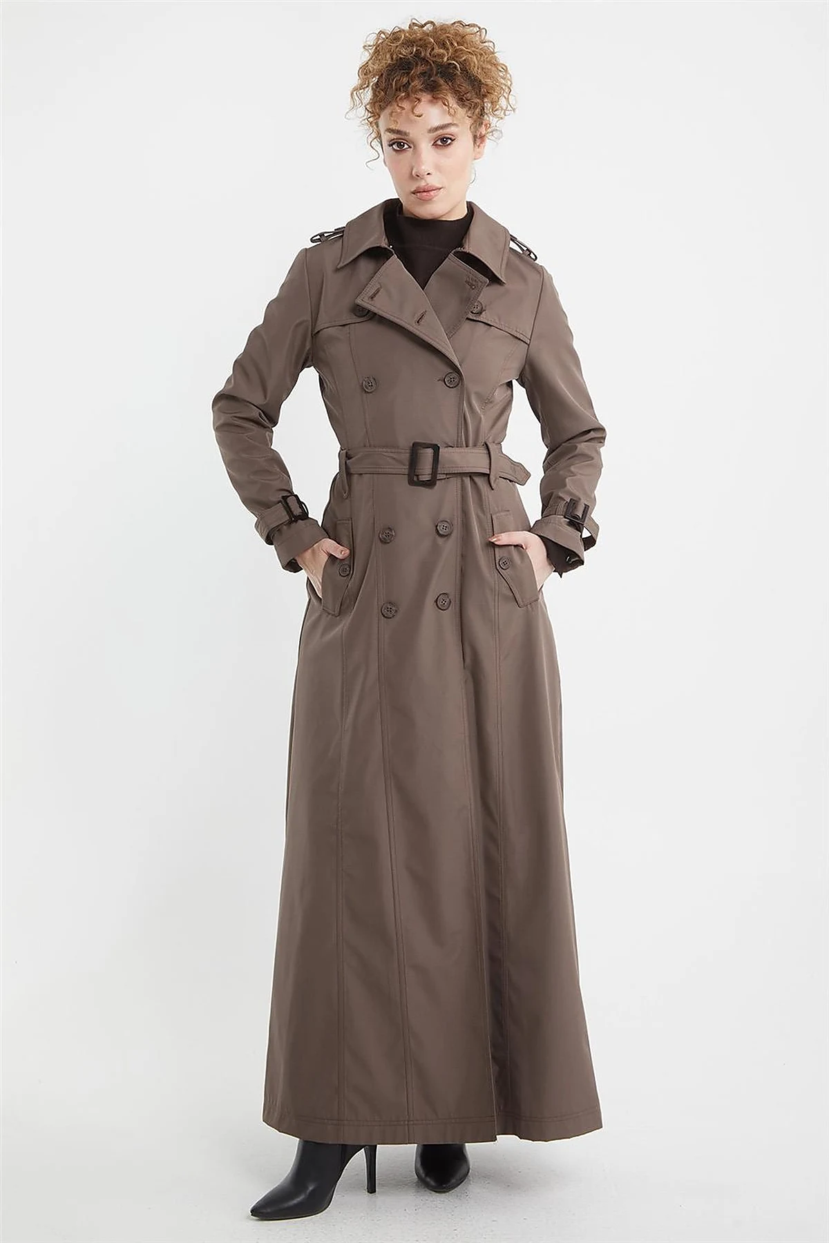 Epaulet Detailed Overcoat Mink