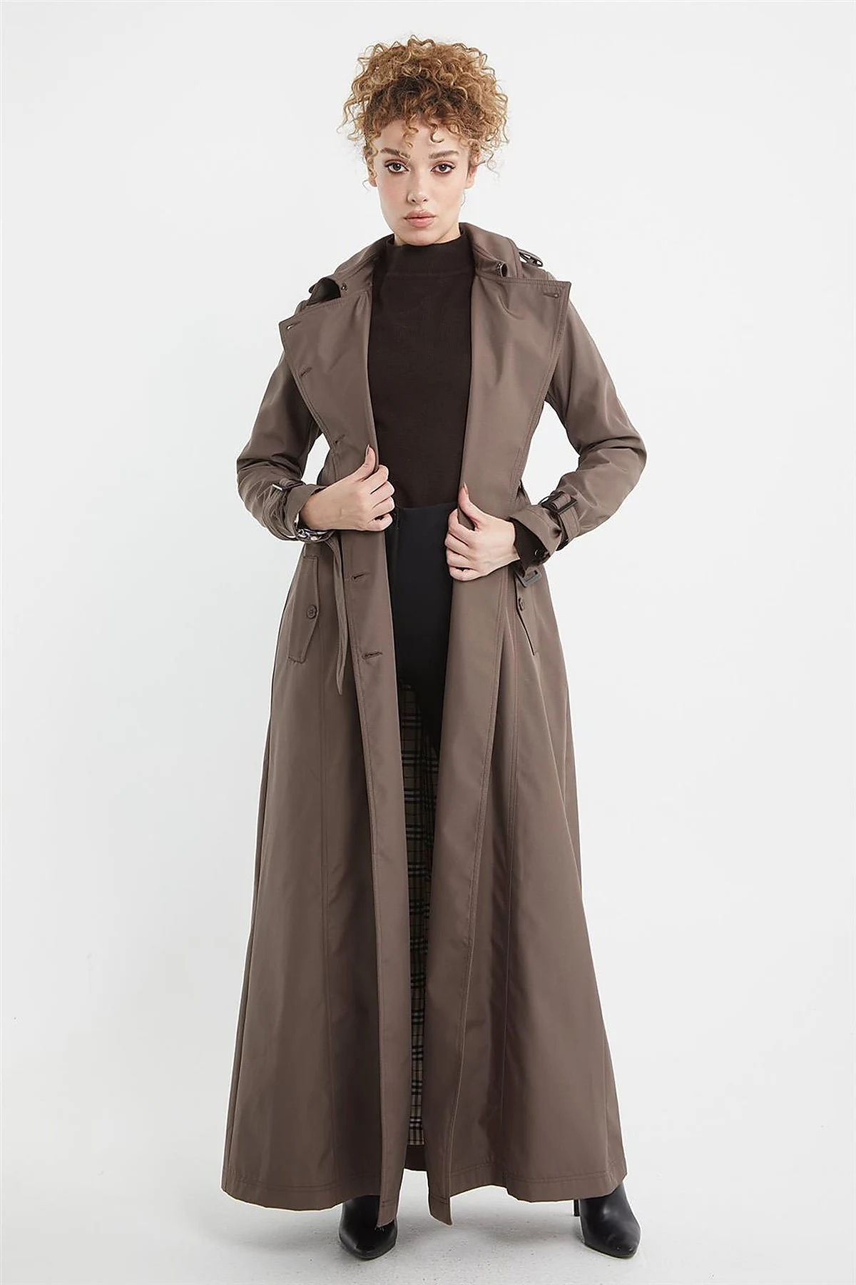 Epaulet Detailed Overcoat Mink