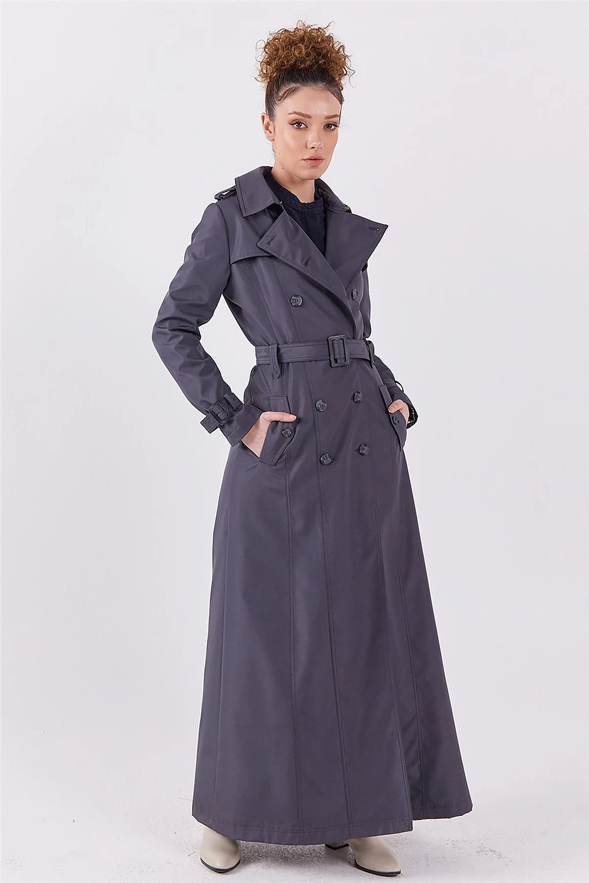 Epaulet Detailed Overcoat Anthracite