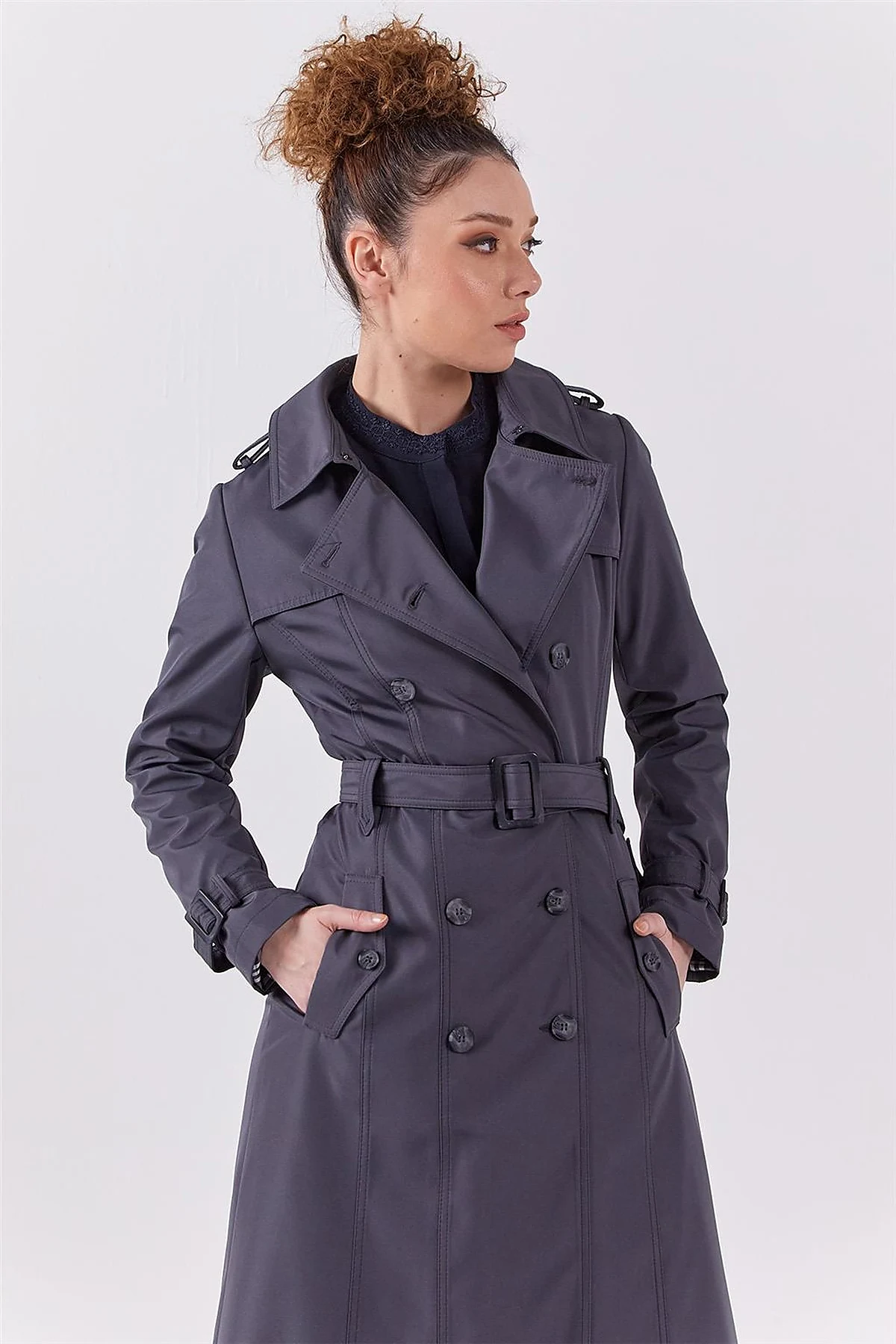 Epaulet Detailed Overcoat Anthracite