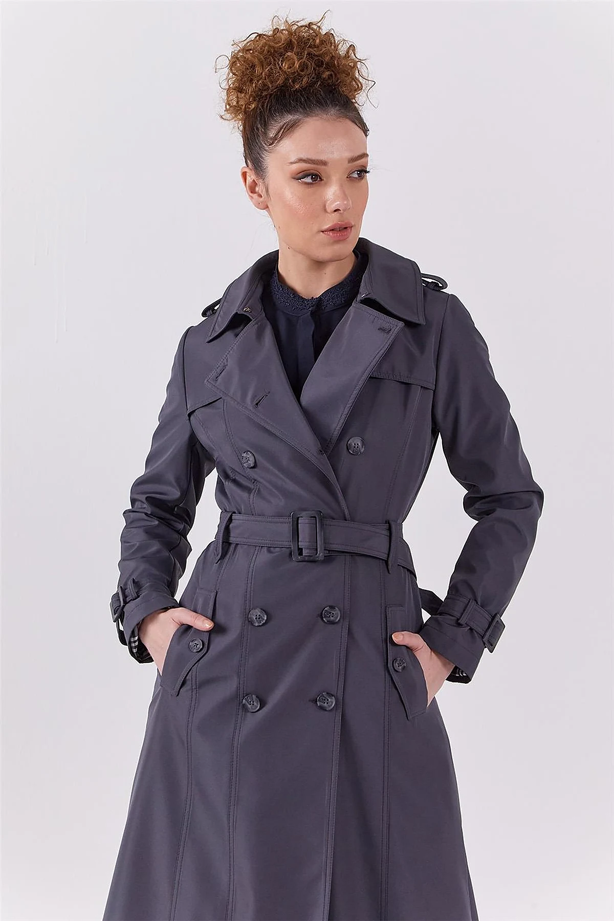 Epaulet Detailed Overcoat Anthracite