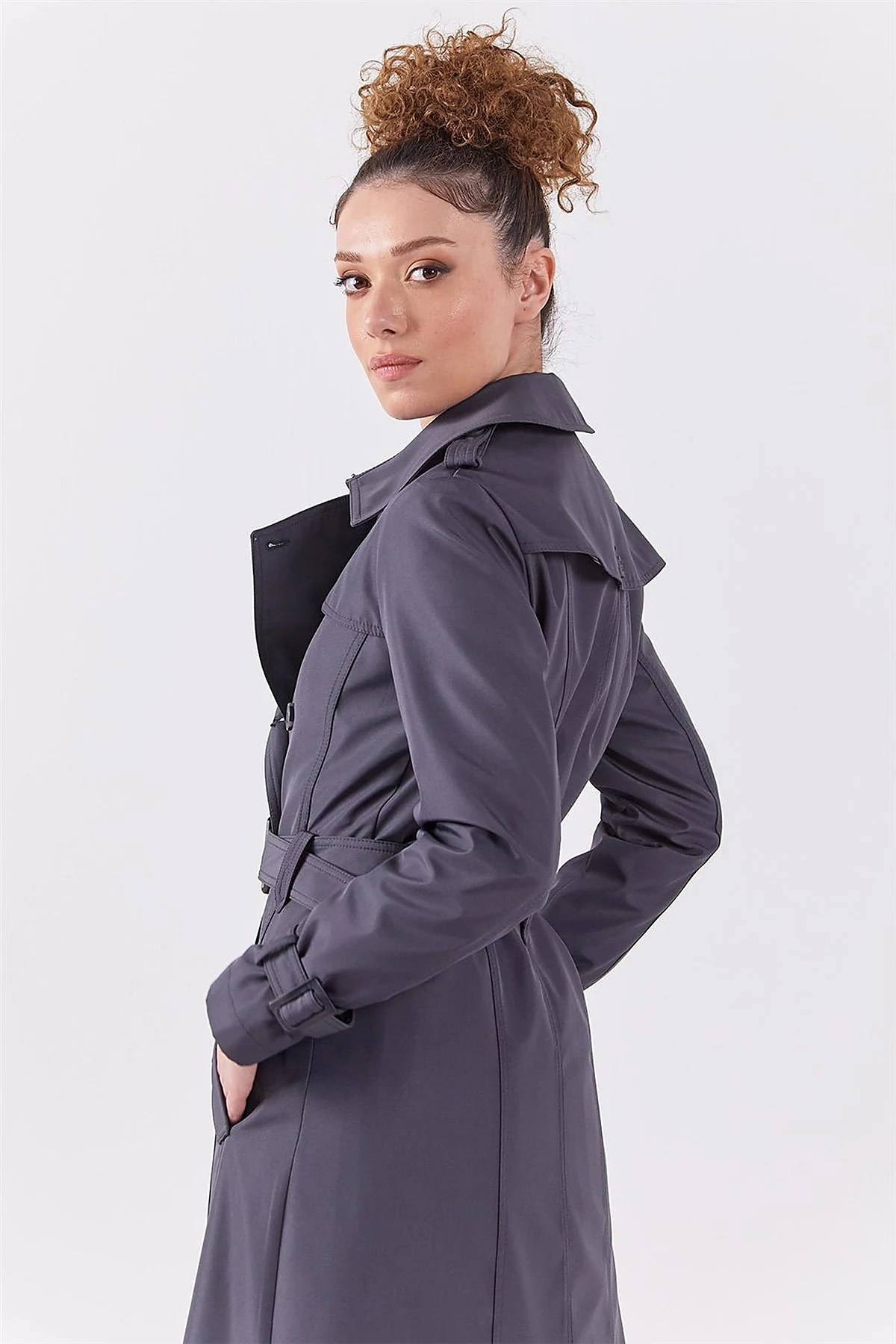 Epaulet Detailed Overcoat Anthracite