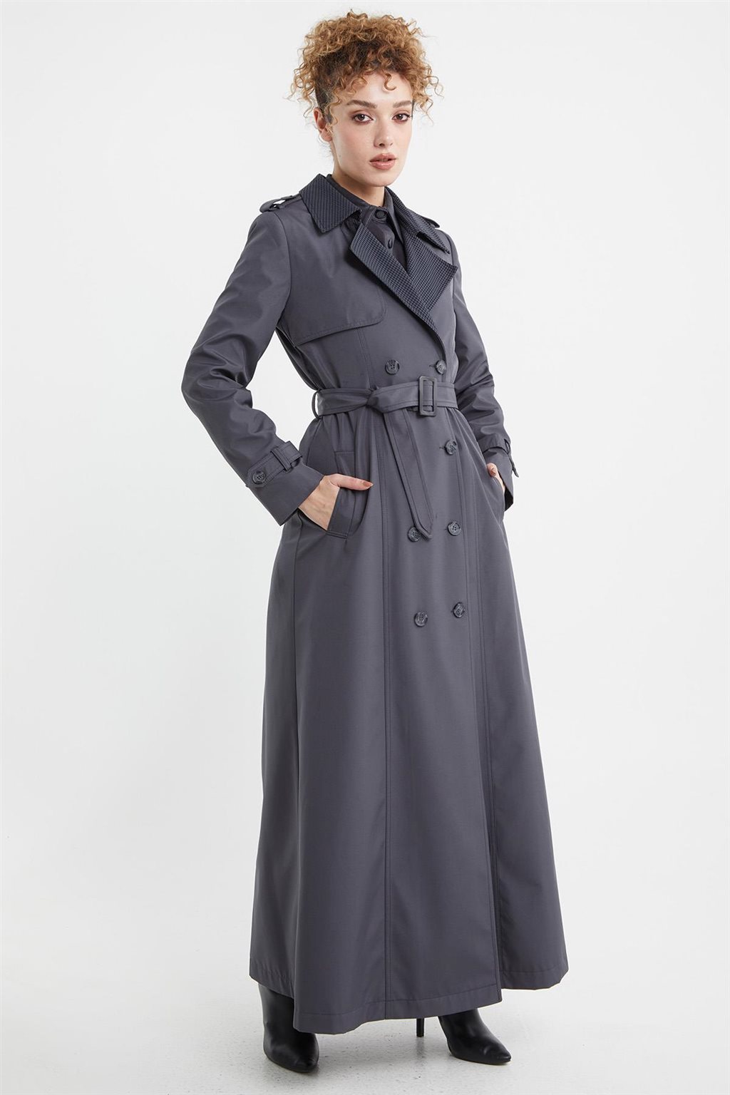 Epaulet Men's Collar Overcoat Anthracite