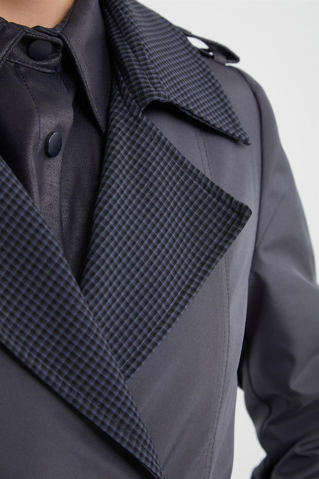 Epaulet Men's Collar Overcoat Anthracite